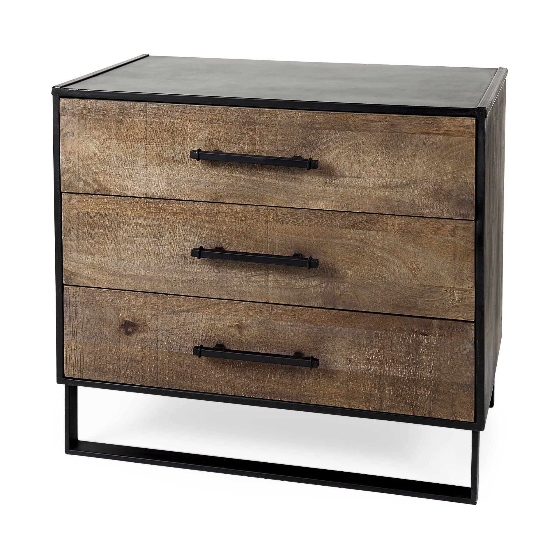 Alvin Accent Cabinet Brown Wood | Black Metal - acc-chest-cabinets