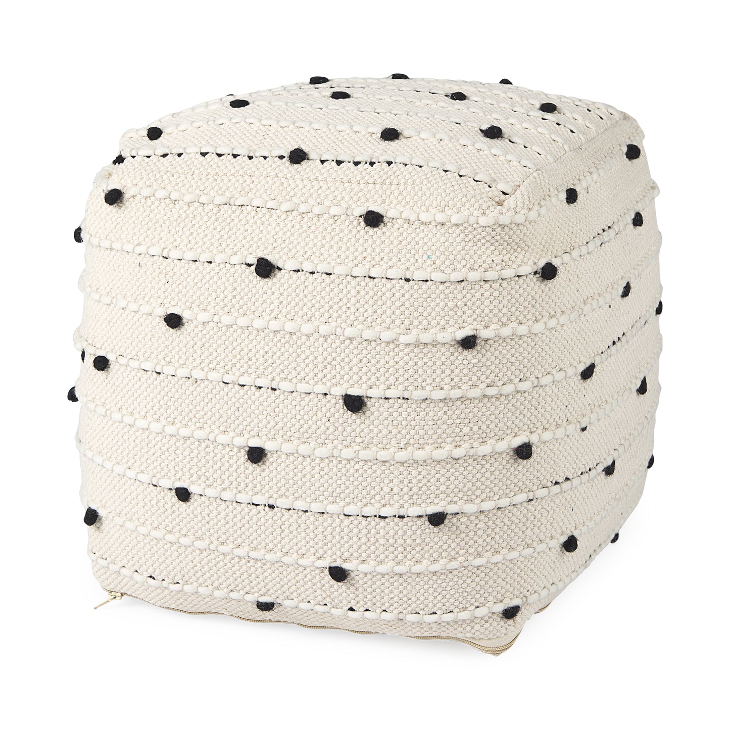 Amaira Pouf Cream/Black/White | Wool/Cotton - poufs