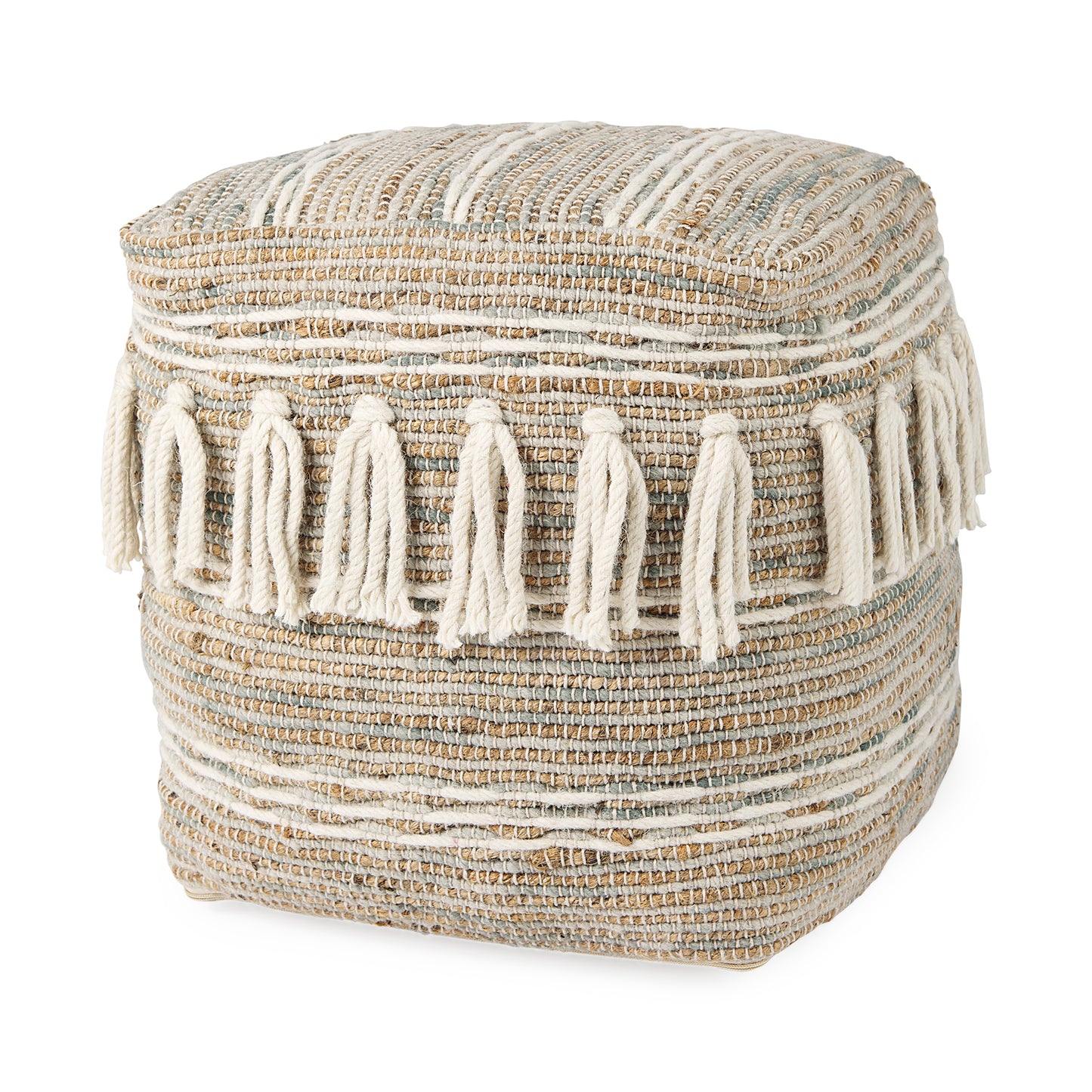 Avni Pouf Cream/Brown | Hemp/Wool - poufs