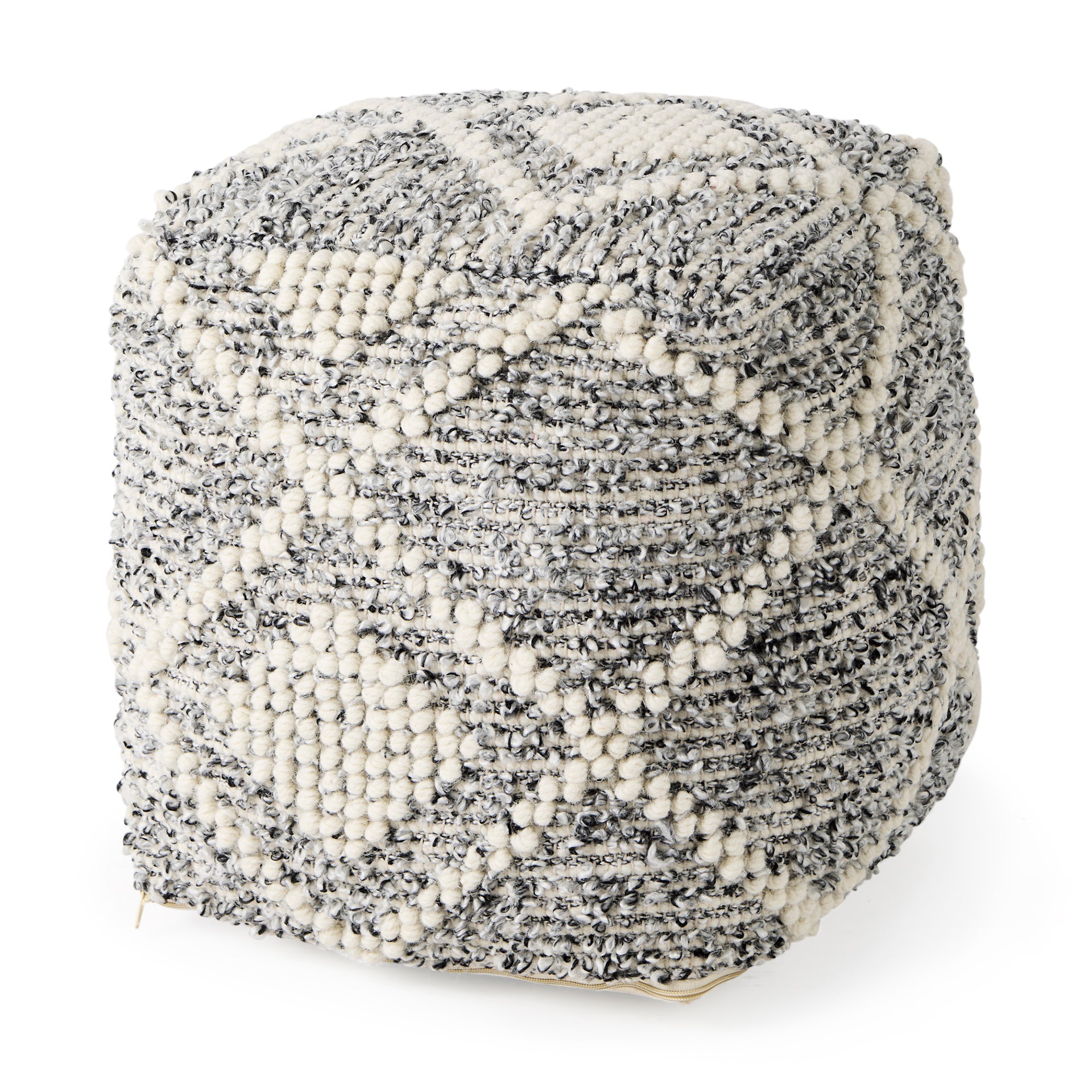 Ekiya Pouf Black/White | Yarn/Wool - poufs