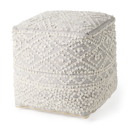 Farida Pouf Gray Wool & Polyester - poufs