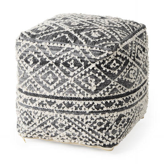 Farida Pouf Dark Gray Wool & Polyester - poufs