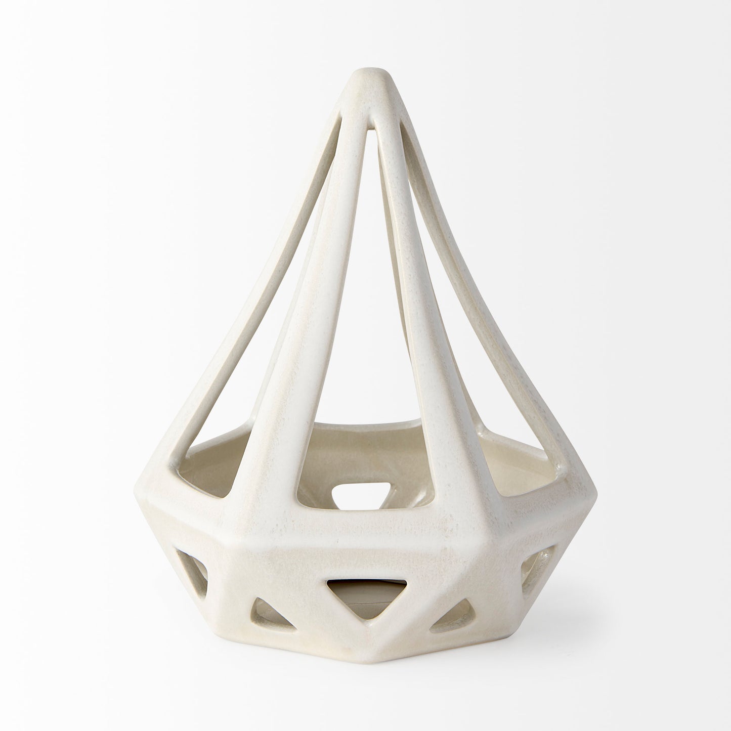 Hood  7.7L x 7.7W x 9.4H White Geometric Ceramic Object