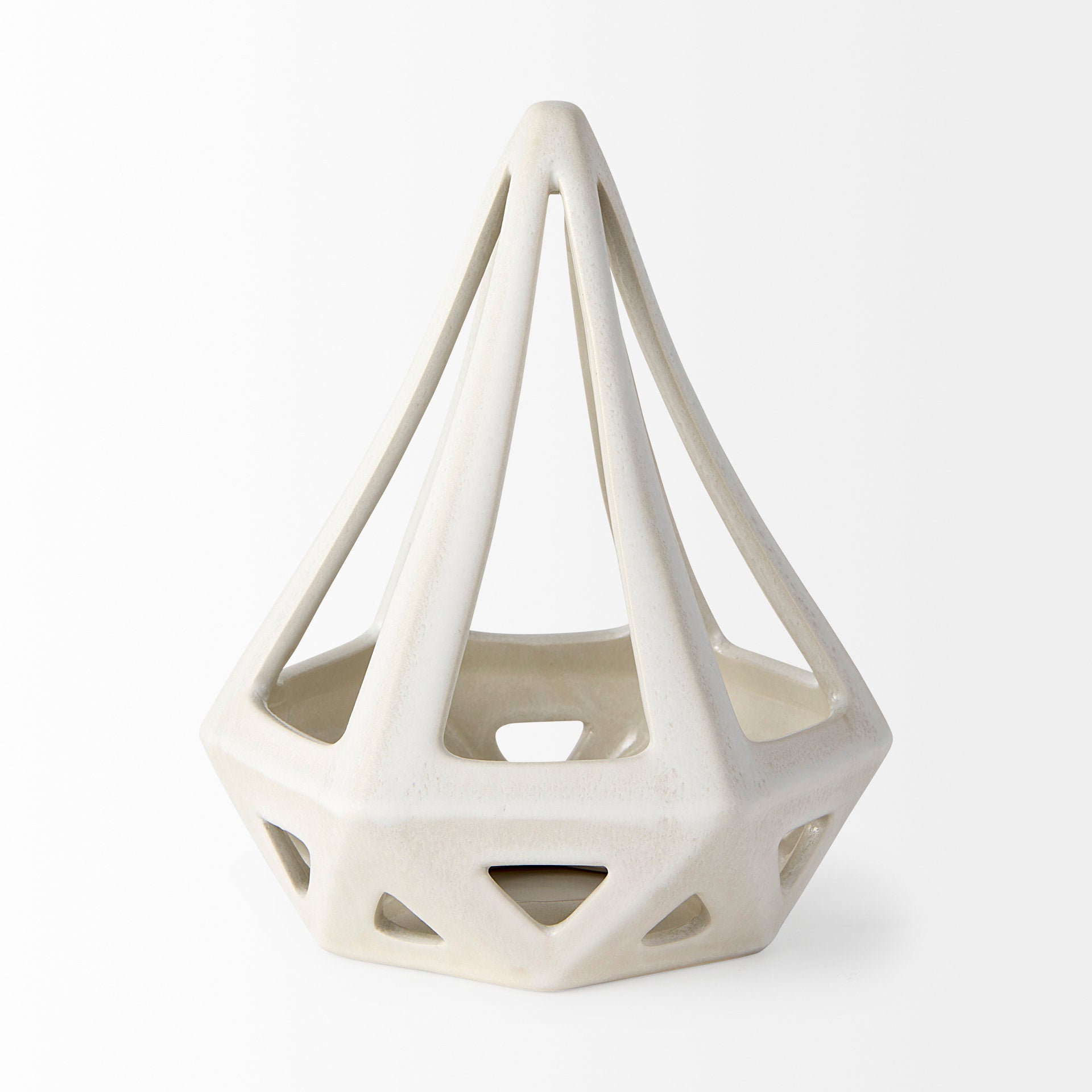 Hood  7.7L x 7.7W x 9.4H White Geometric Ceramic Object