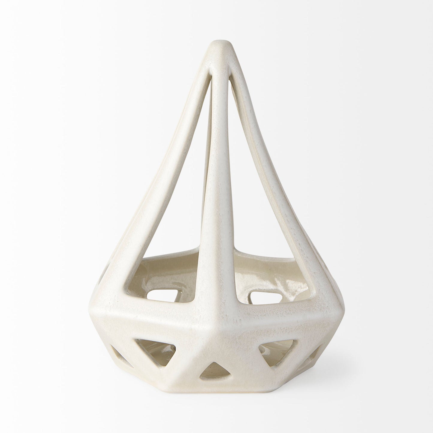 Hood  7.7L x 7.7W x 9.4H White Geometric Ceramic Object