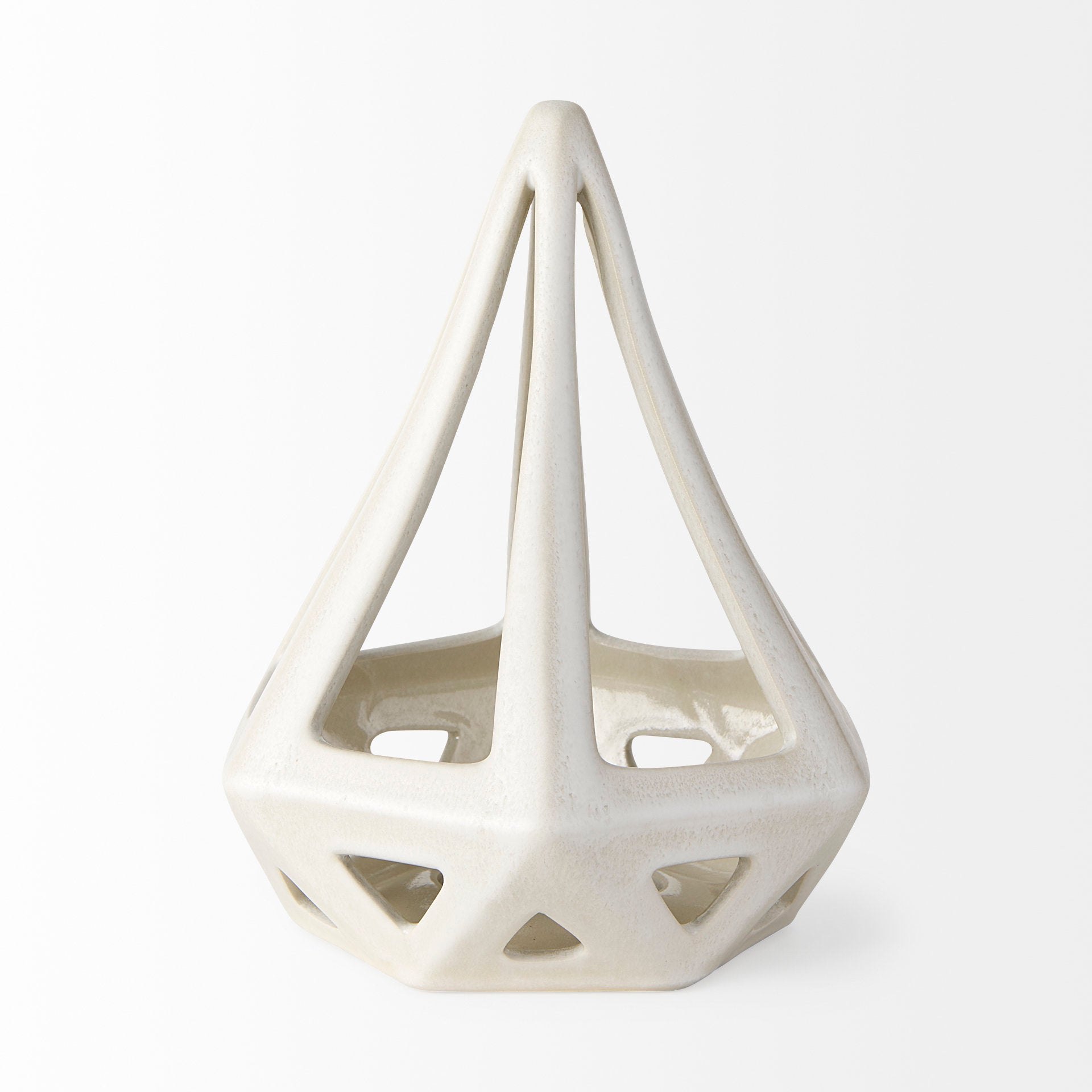 Hood  7.7L x 7.7W x 9.4H White Geometric Ceramic Object