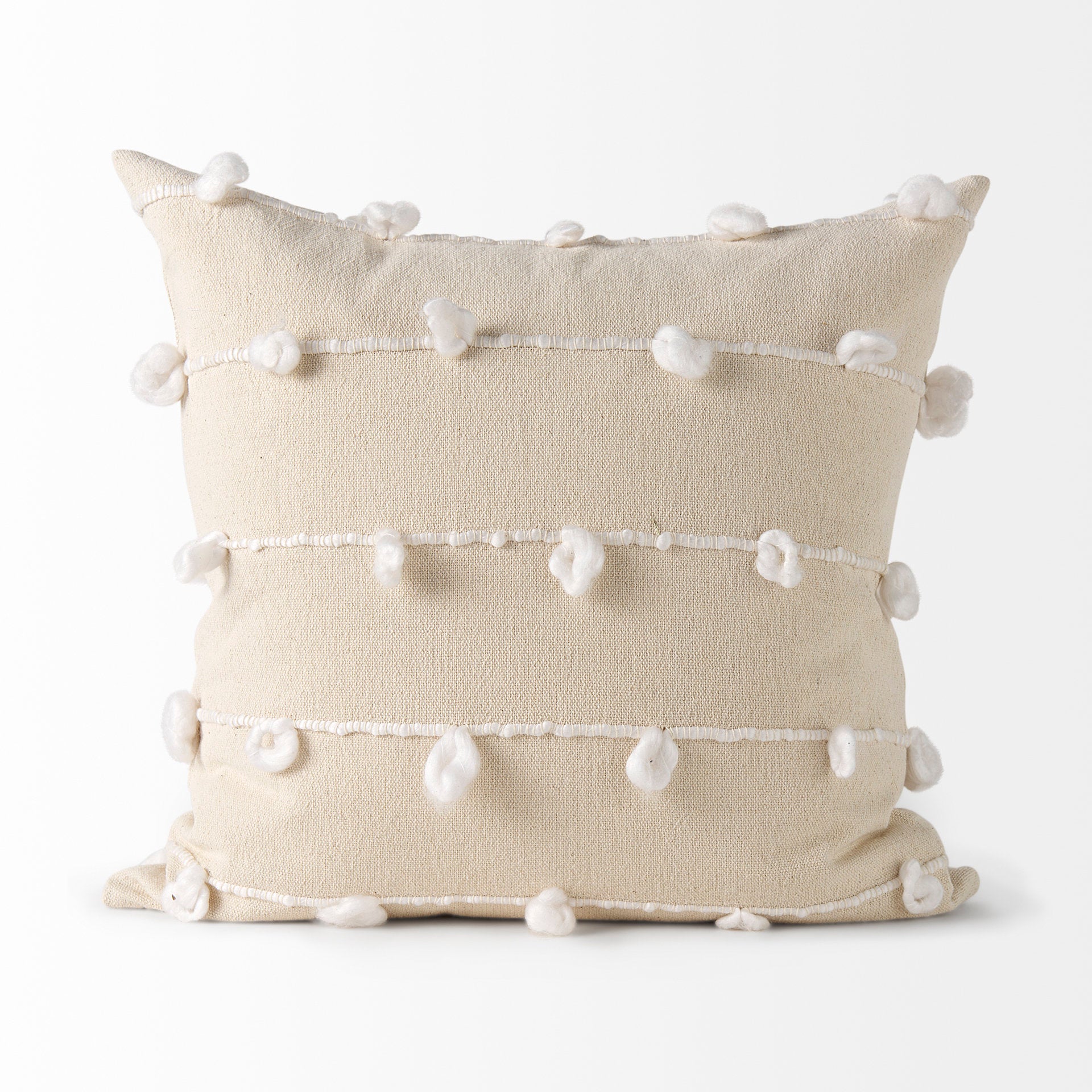 Erica 20x20 Cream With White Detail Pillow Cover