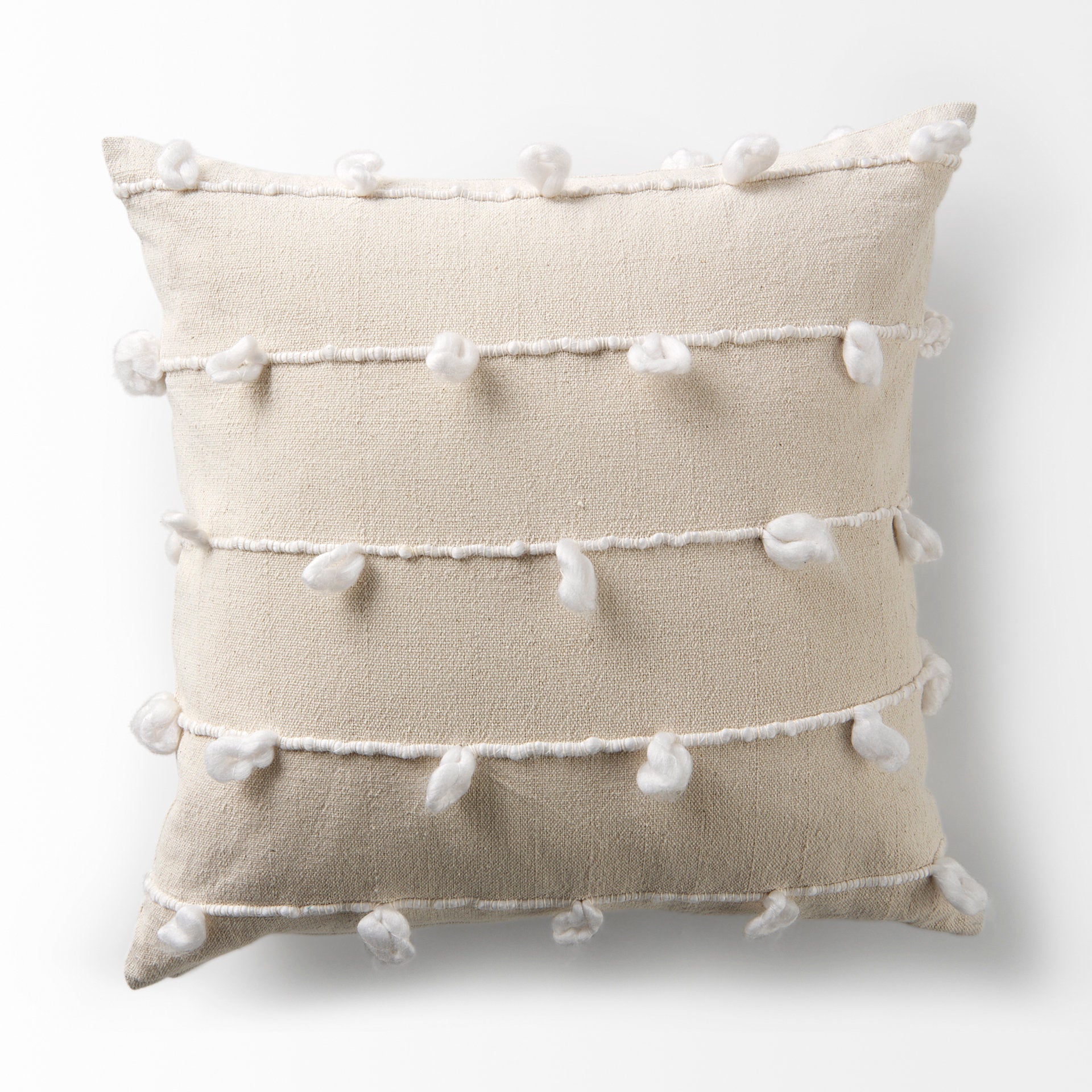 Erica 20x20 Cream With White Detail Pillow Cover