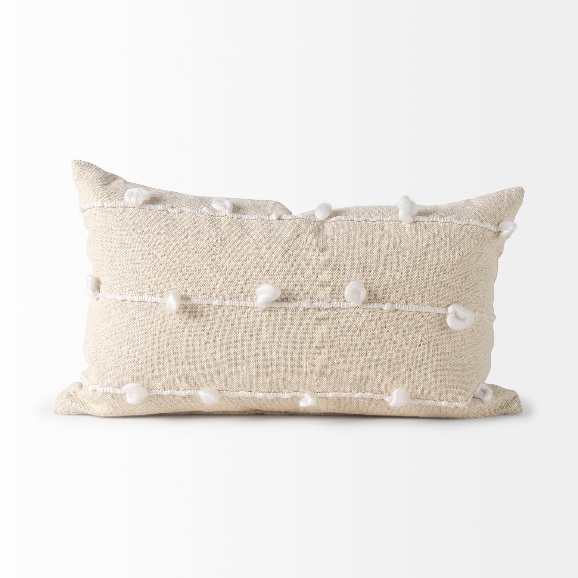 Erica 13x21 Cream With White Detail Pillow Cover