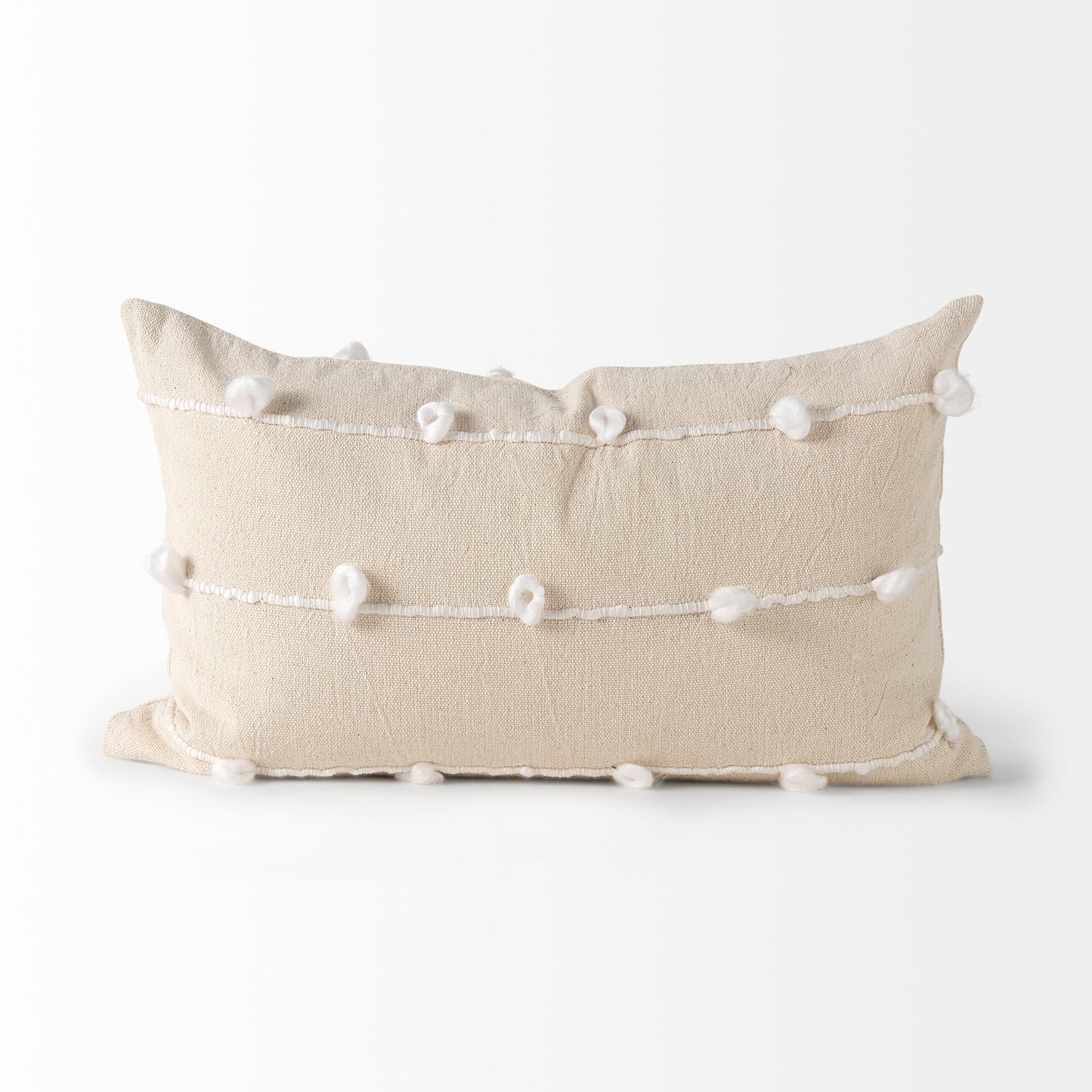 Erica 13x21 Cream With White Detail Pillow Cover