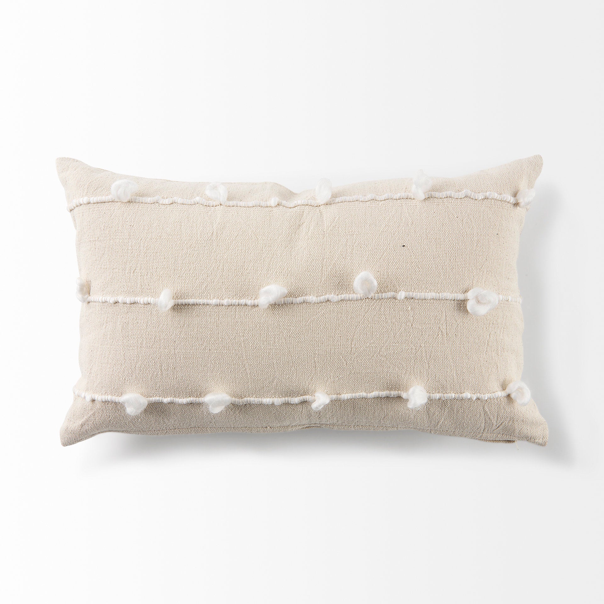 Erica 13x21 Cream With White Detail Pillow Cover