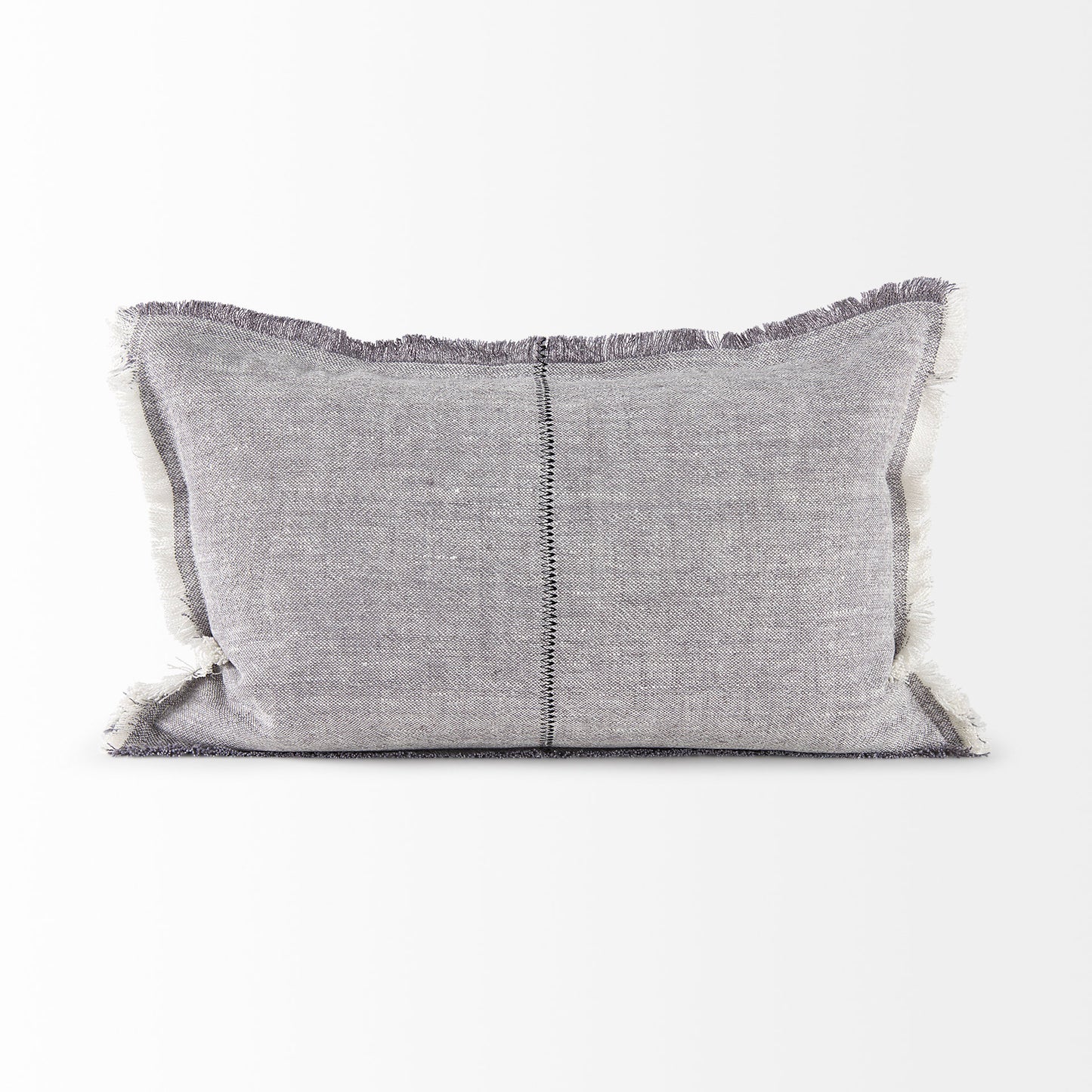 Thais 13x21 Gray Fabric Fringed Decorative Pillow Cover
