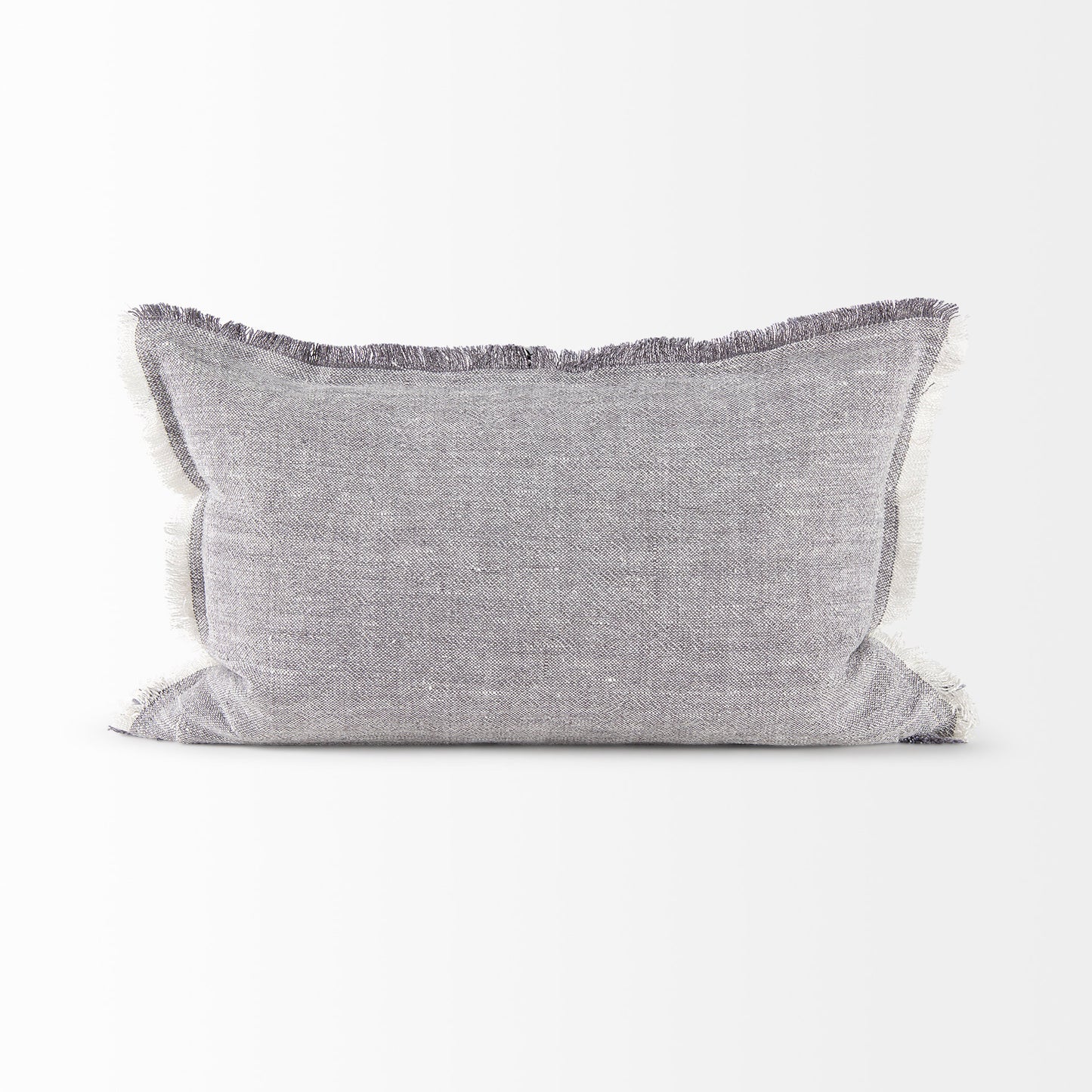 Thais 13x21 Gray Fabric Fringed Decorative Pillow Cover