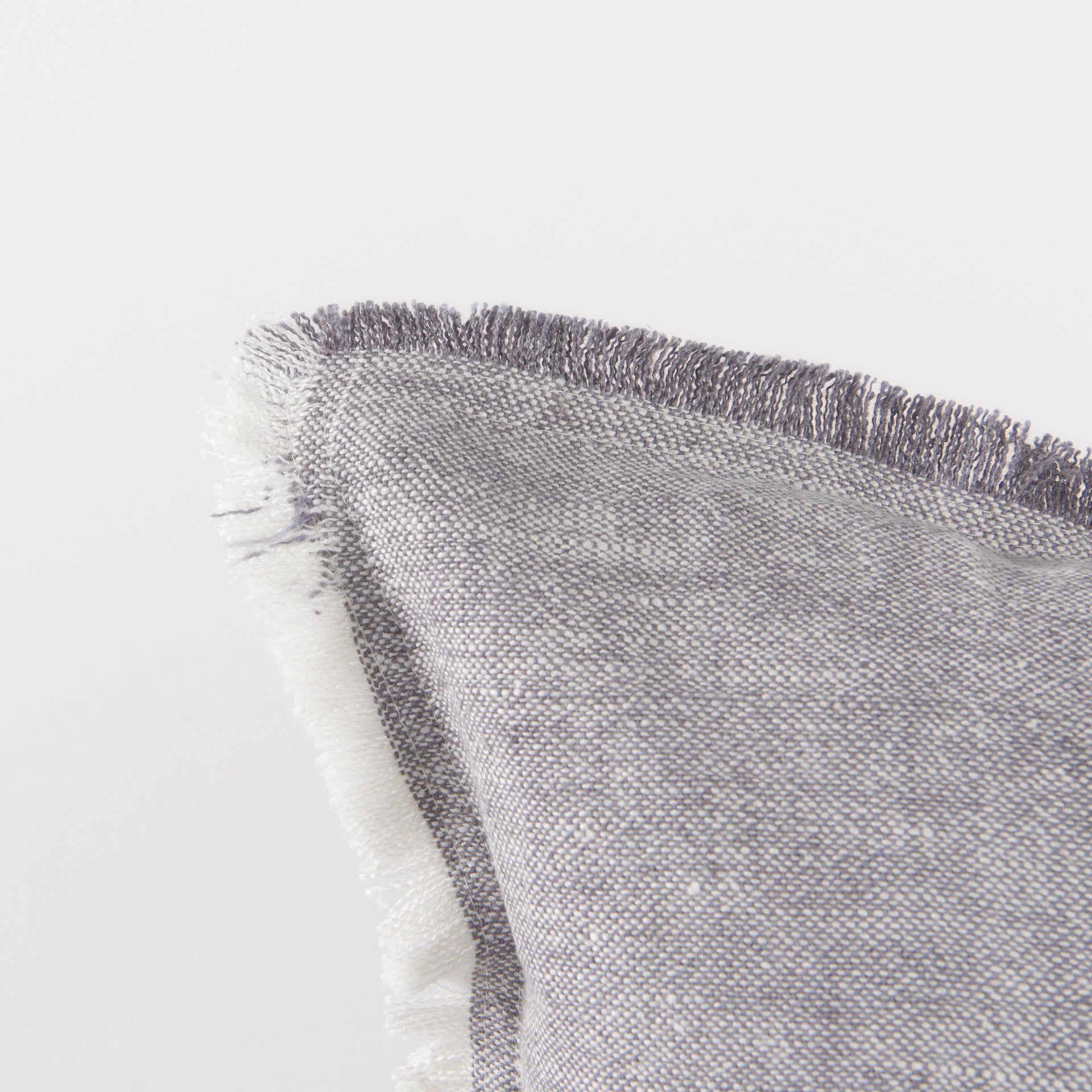 Thais 13x21 Gray Fabric Fringed Decorative Pillow Cover