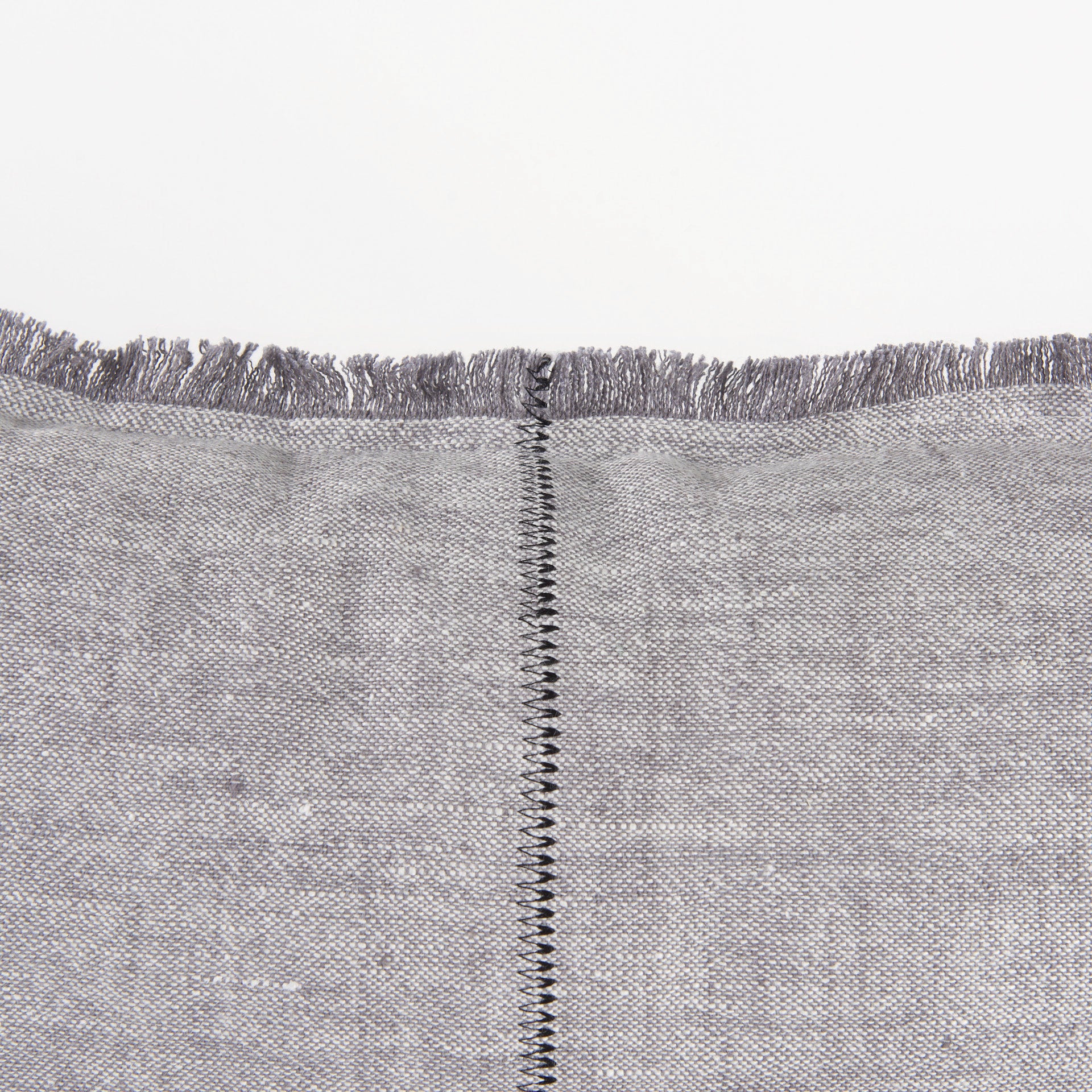 Thais 13x21 Gray Fabric Fringed Decorative Pillow Cover
