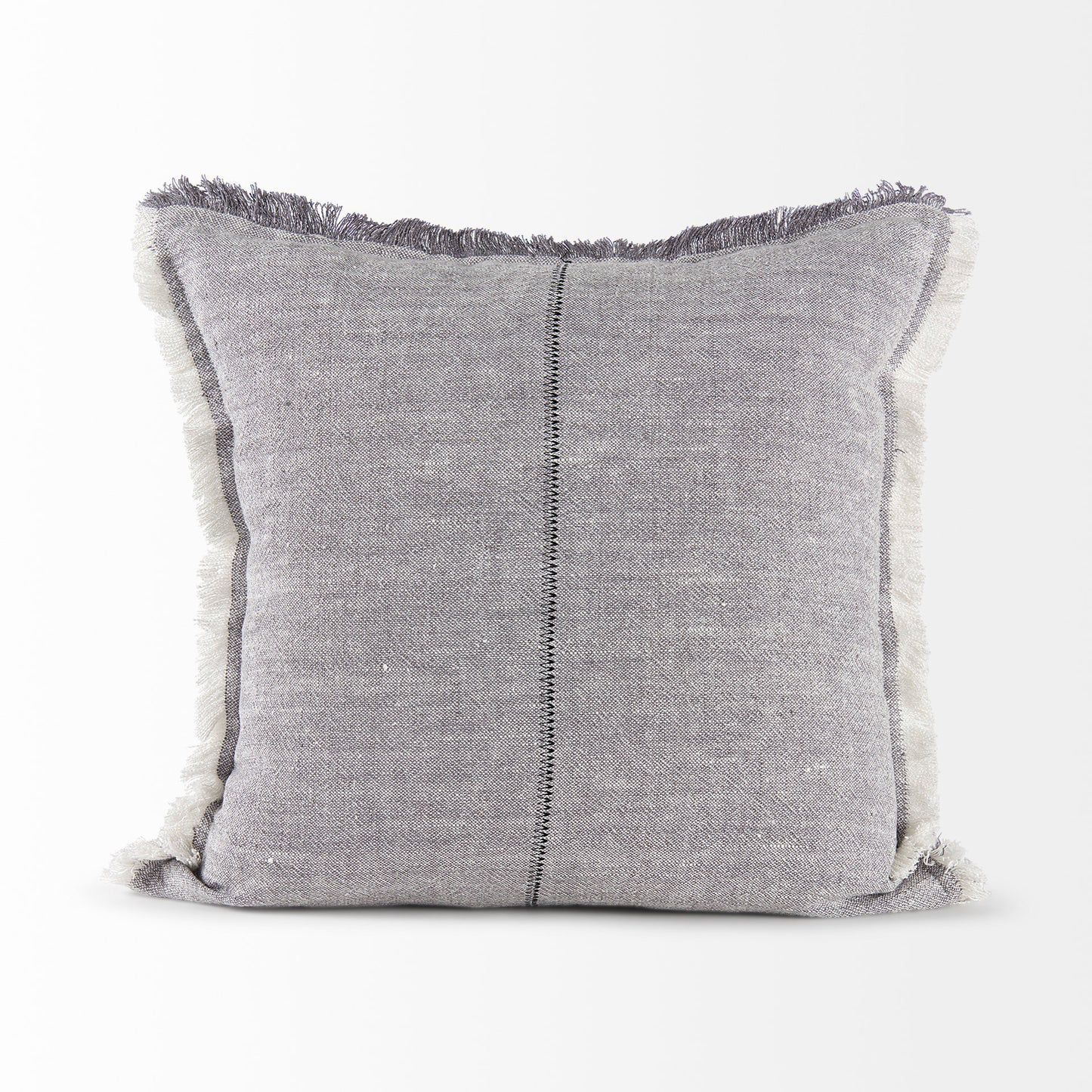 Thais 20x20 Blue and Cream Fringed Pillow Cover
