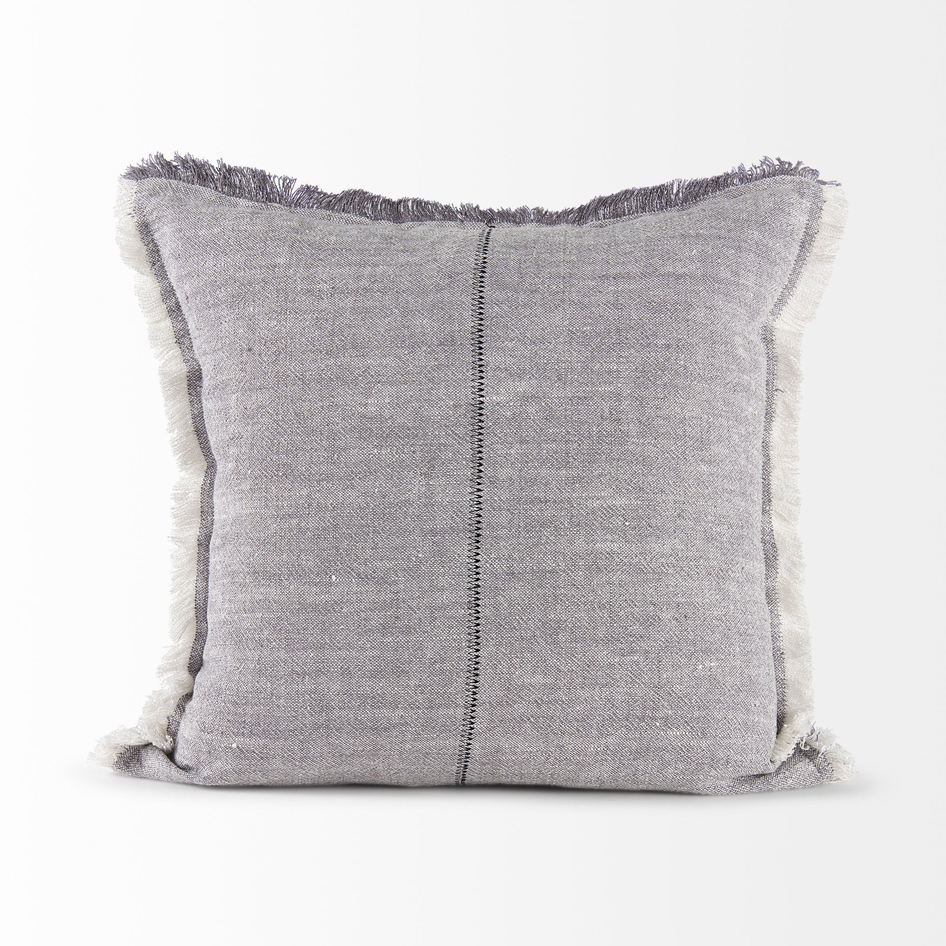 Thais 20x20 Blue and Cream Fringed Pillow Cover