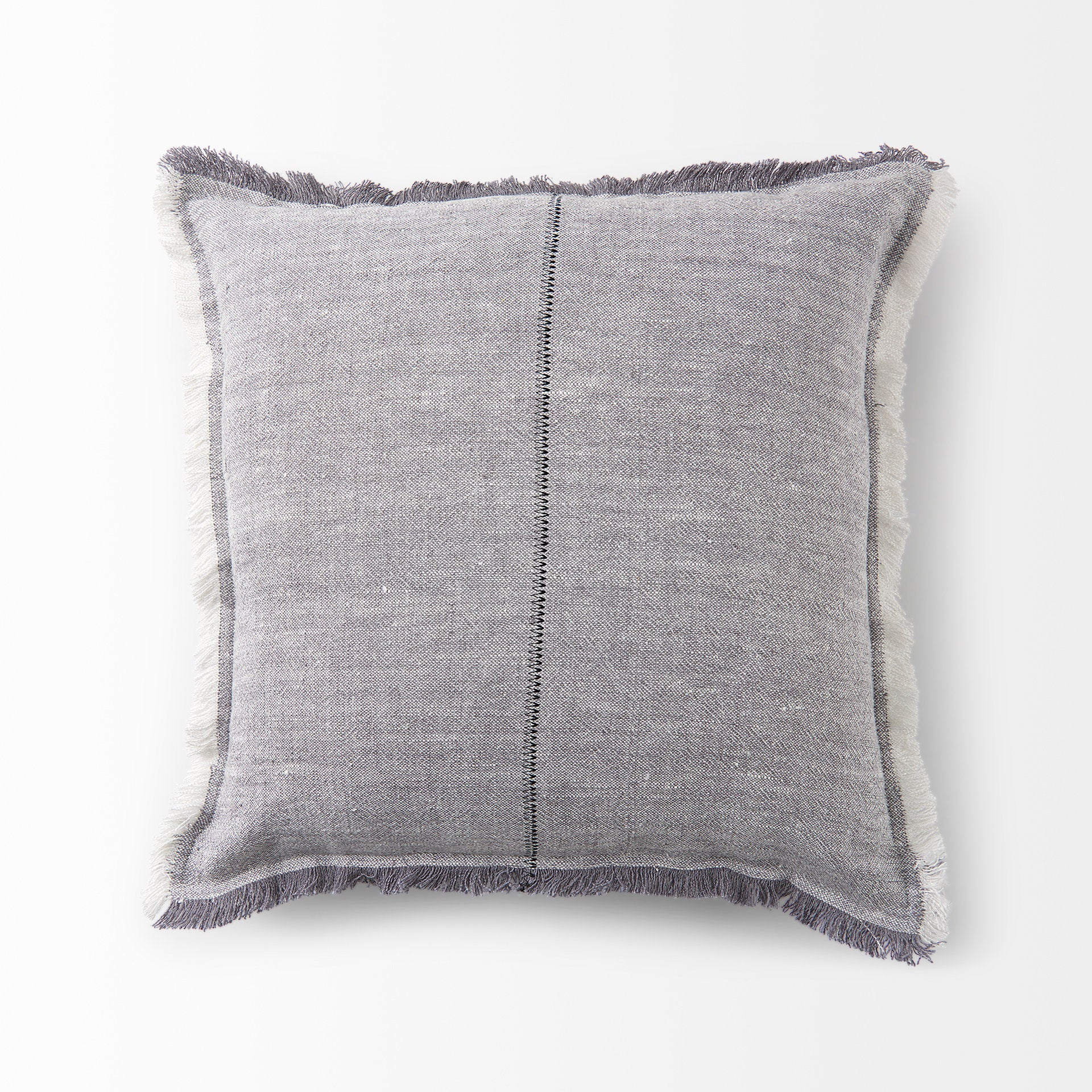 Thais 20x20 Blue and Cream Fringed Pillow Cover