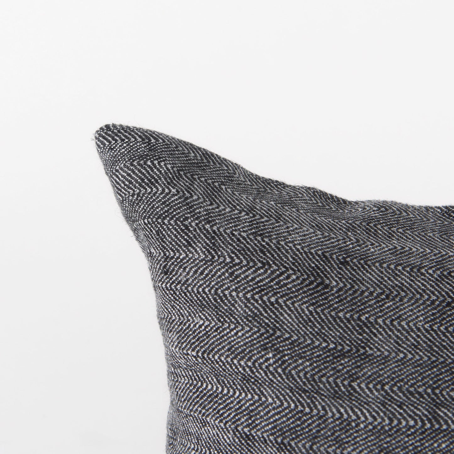 Sibyl 13x21 Black Fabric Striped and White Fringed Pillow Cover