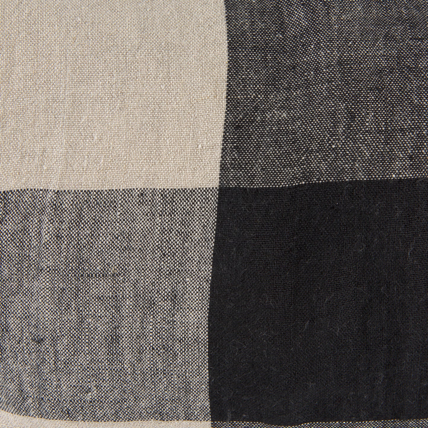 Raquel 13x21 Beige and Black Fabric Plaid Pillow Cover