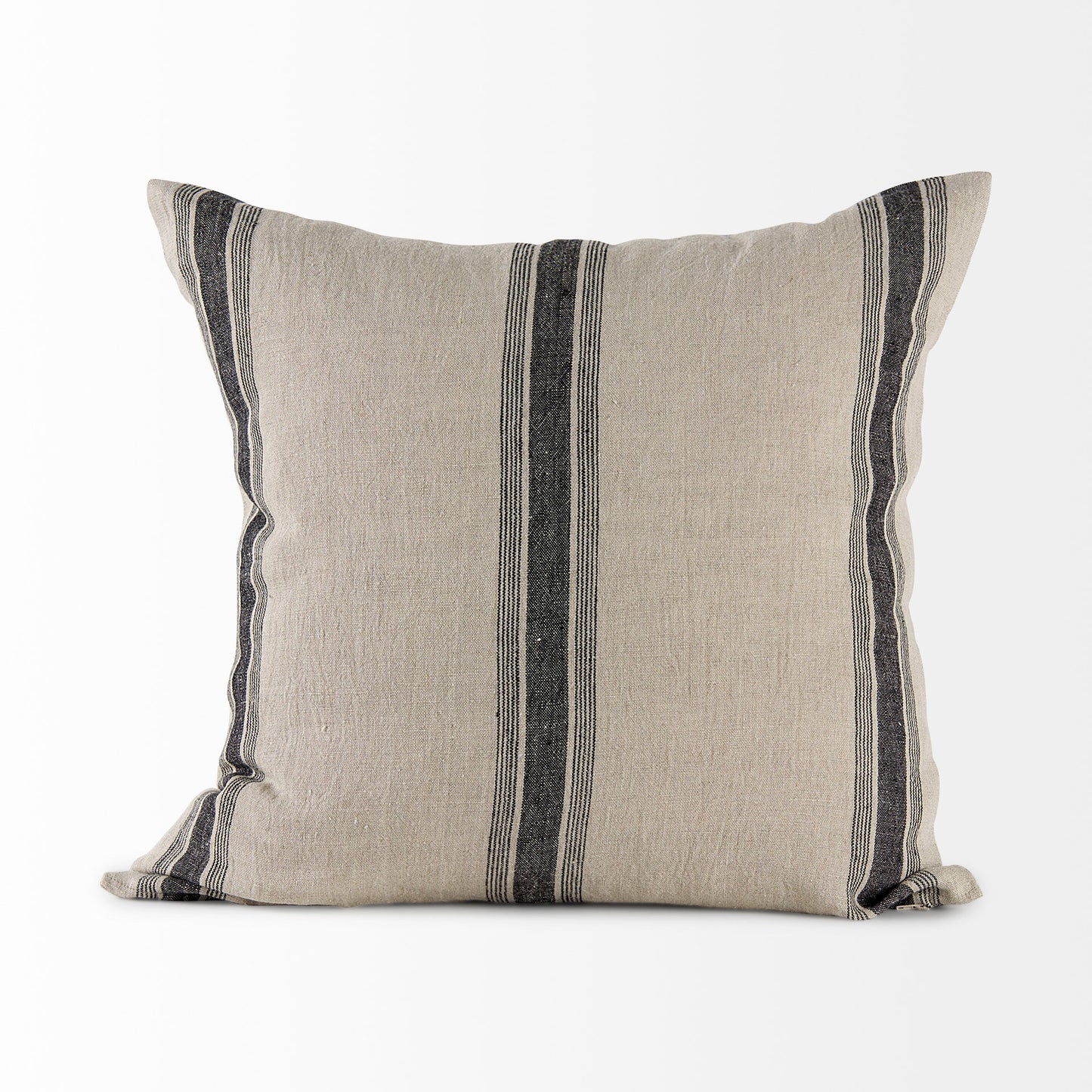 Hattie 20x20 Beige and Black Fabric Striped Pillow Cover