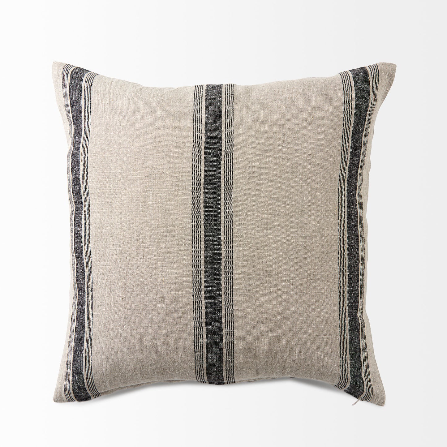 Hattie 20x20 Beige and Black Fabric Striped Pillow Cover