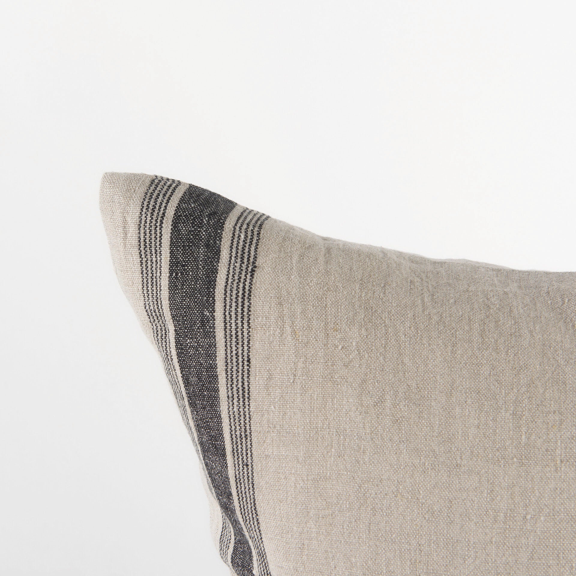 Hattie 20x20 Beige and Black Fabric Striped Pillow Cover