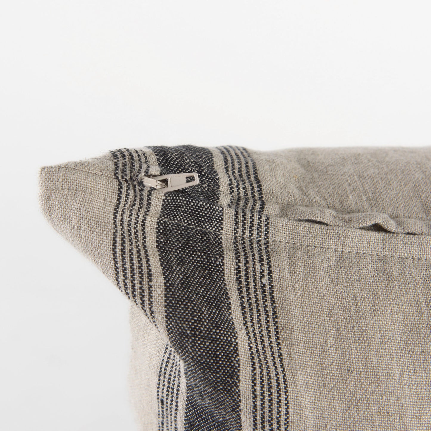 Hattie 20x20 Beige and Black Fabric Striped Pillow Cover