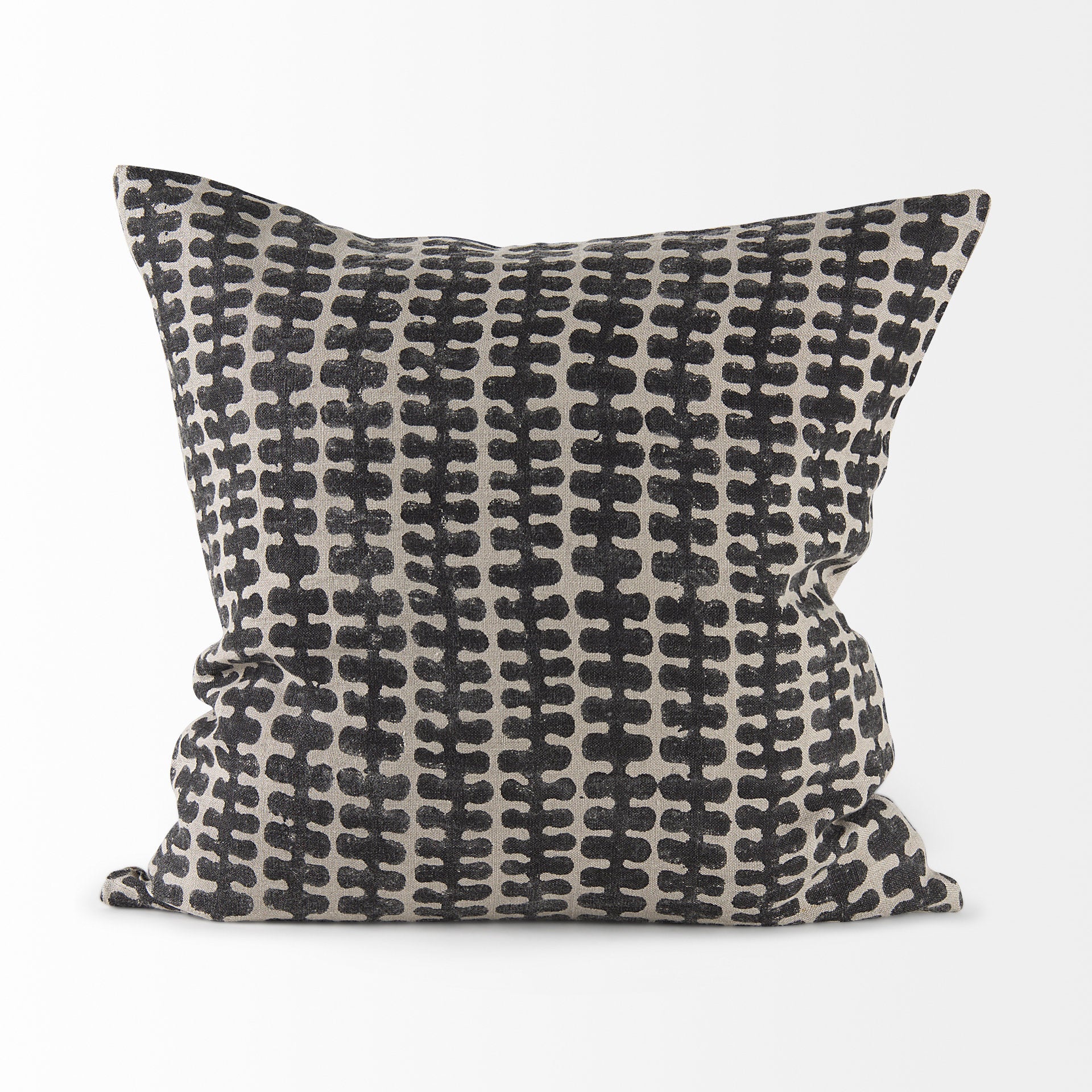 Miriam 18L x 18W Beige and Black Fabric Patterned Decorative Pillow Cover