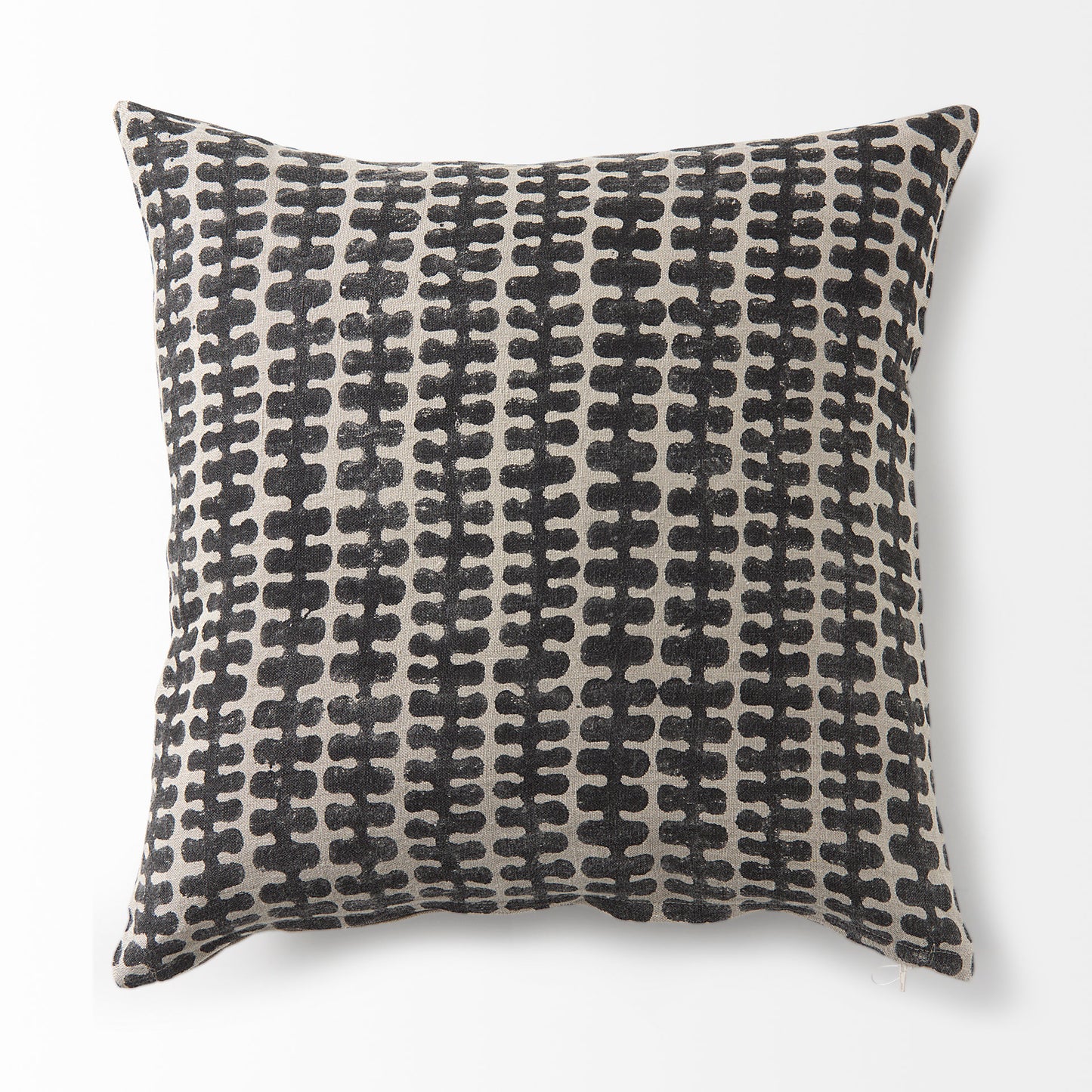 Miriam 18L x 18W Beige and Black Fabric Patterned Decorative Pillow Cover