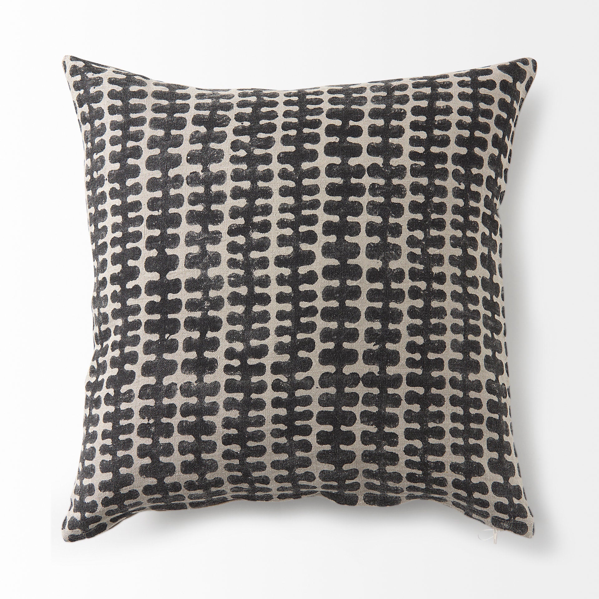 Miriam 18L x 18W Beige and Black Fabric Patterned Decorative Pillow Cover
