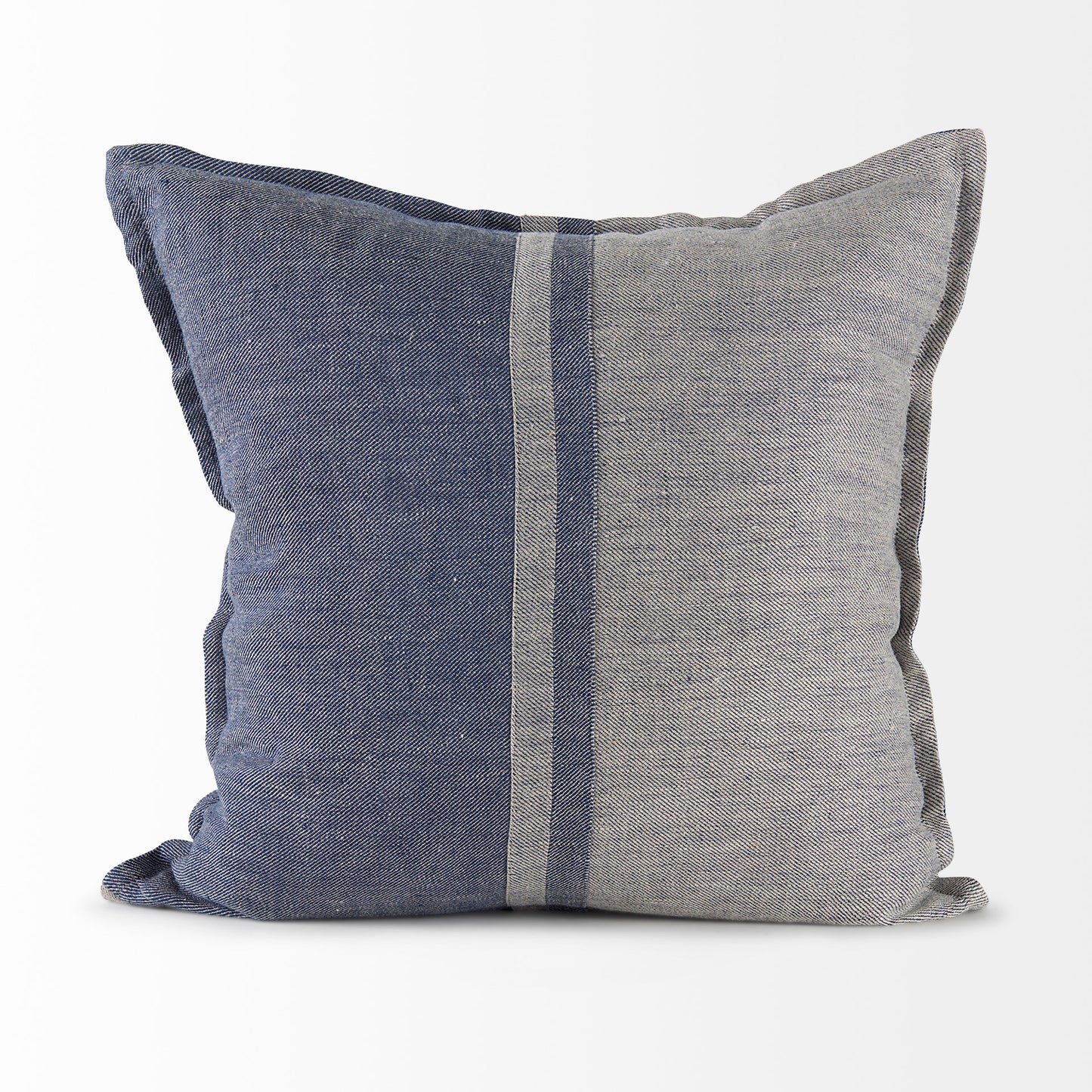 Aubrielle 20L x 20W Gray and Blue Fabric Color Blocked Pillow Cover