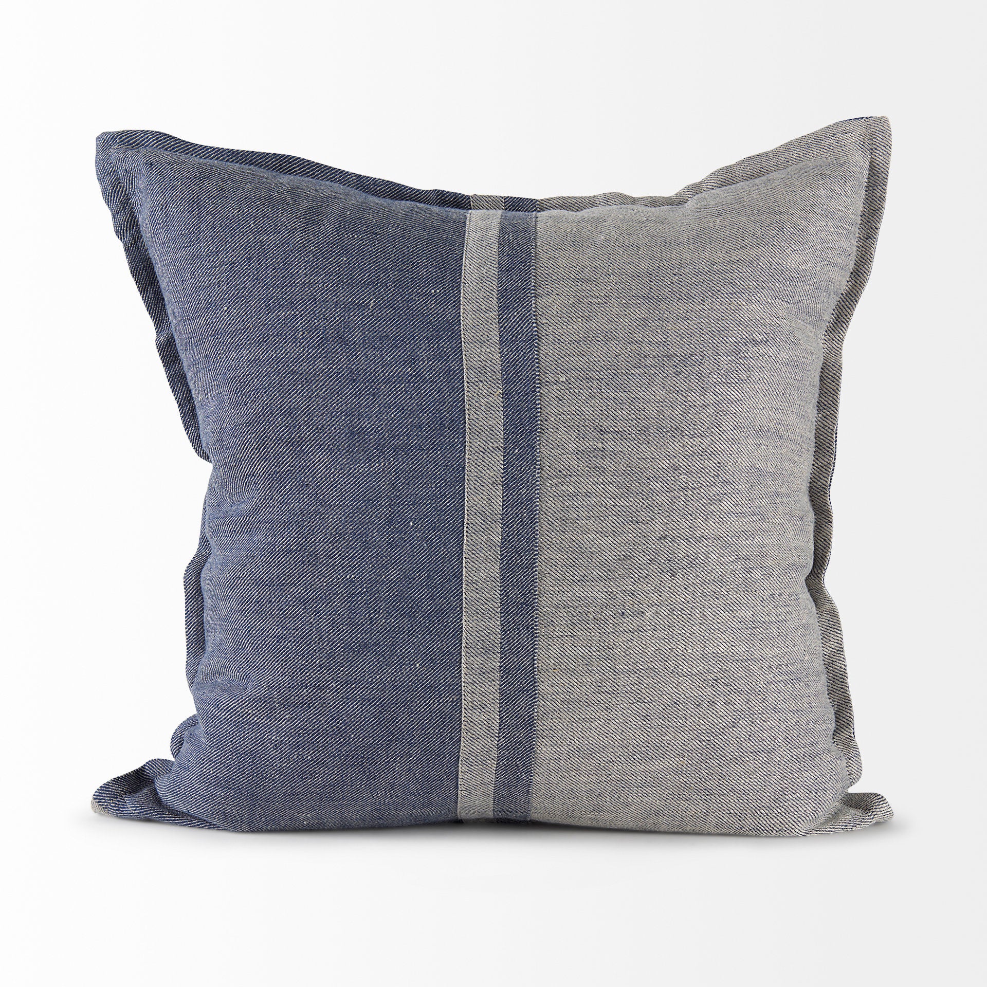 Aubrielle 20L x 20W Gray and Blue Fabric Color Blocked Pillow Cover