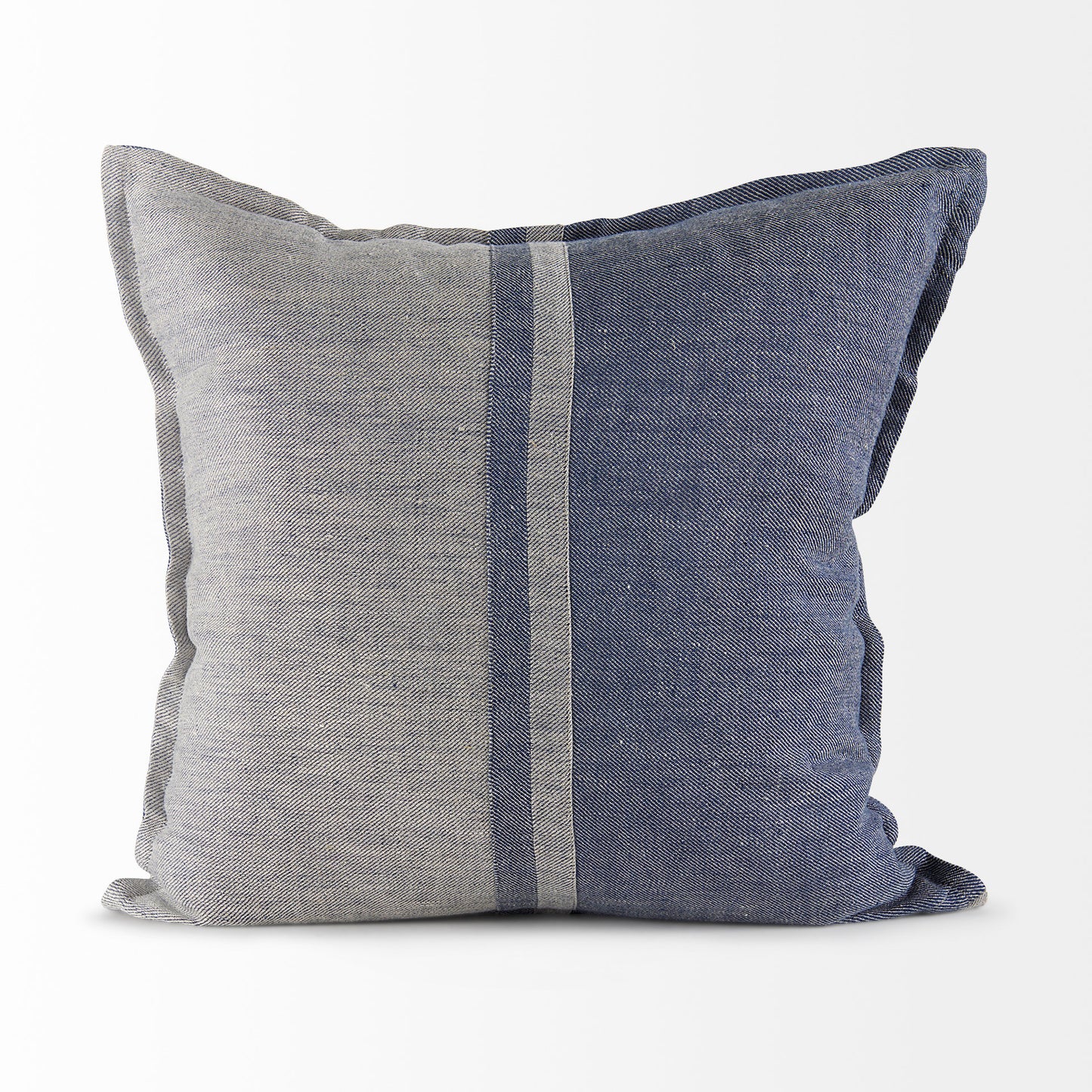 Aubrielle 20L x 20W Gray and Blue Fabric Color Blocked Pillow Cover