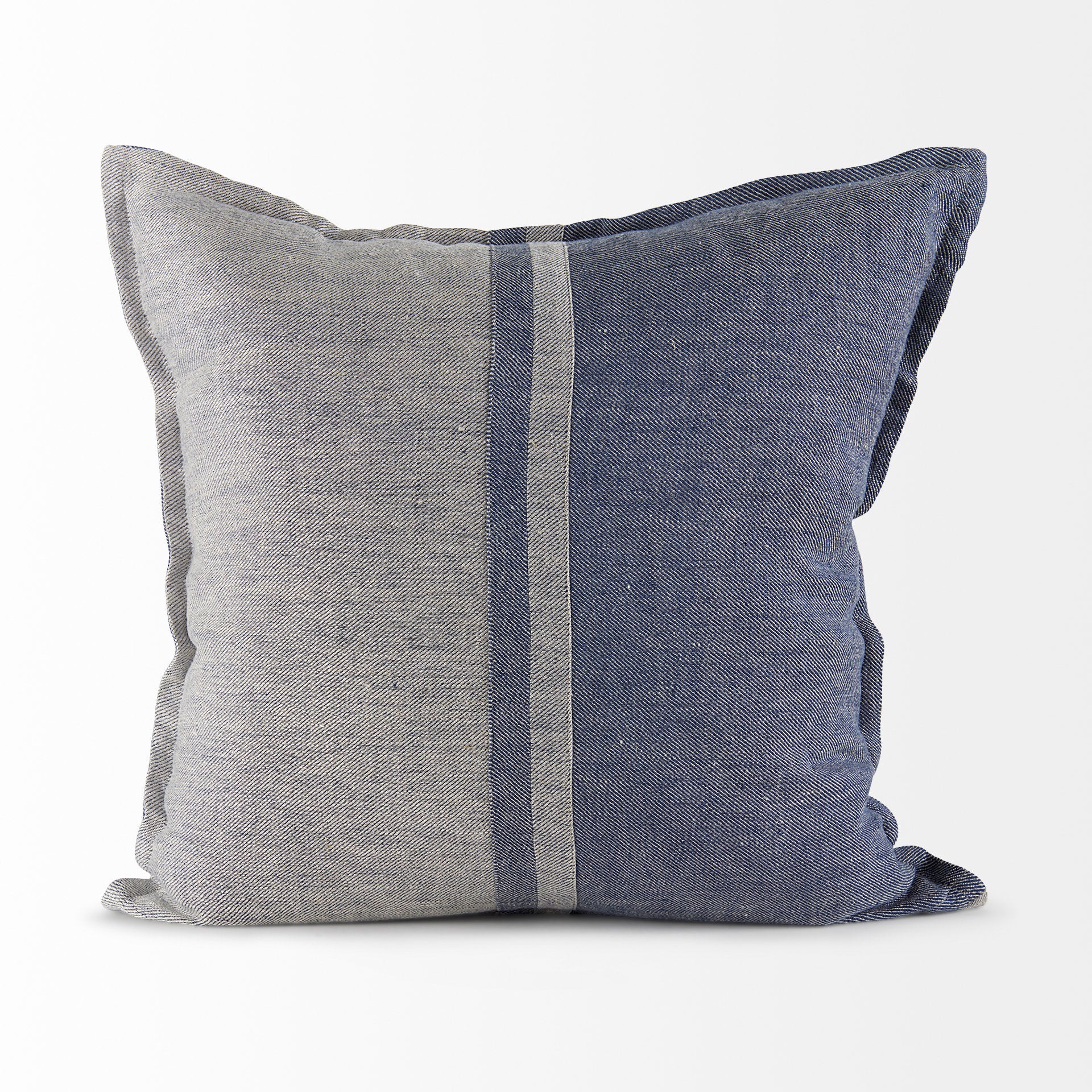 Aubrielle 20L x 20W Gray and Blue Fabric Color Blocked Pillow Cover