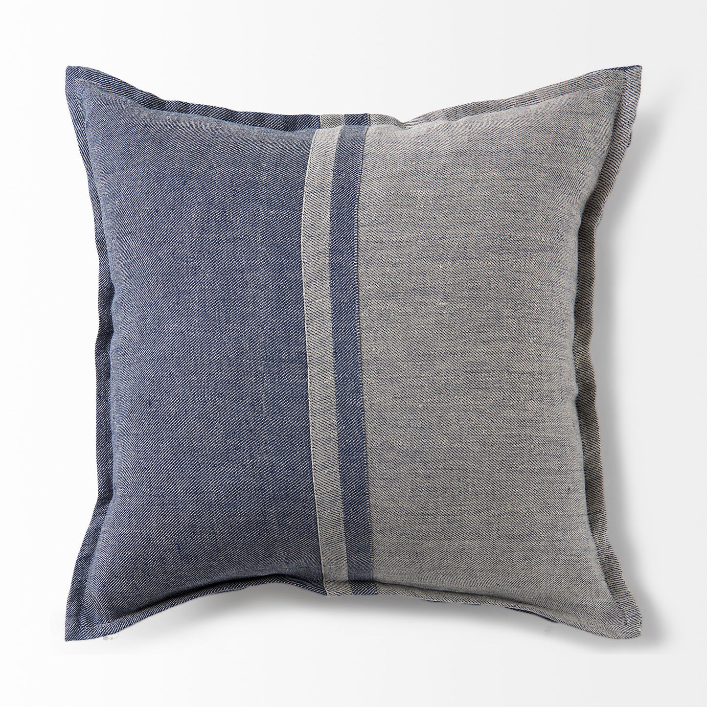 Aubrielle 20L x 20W Gray and Blue Fabric Color Blocked Pillow Cover