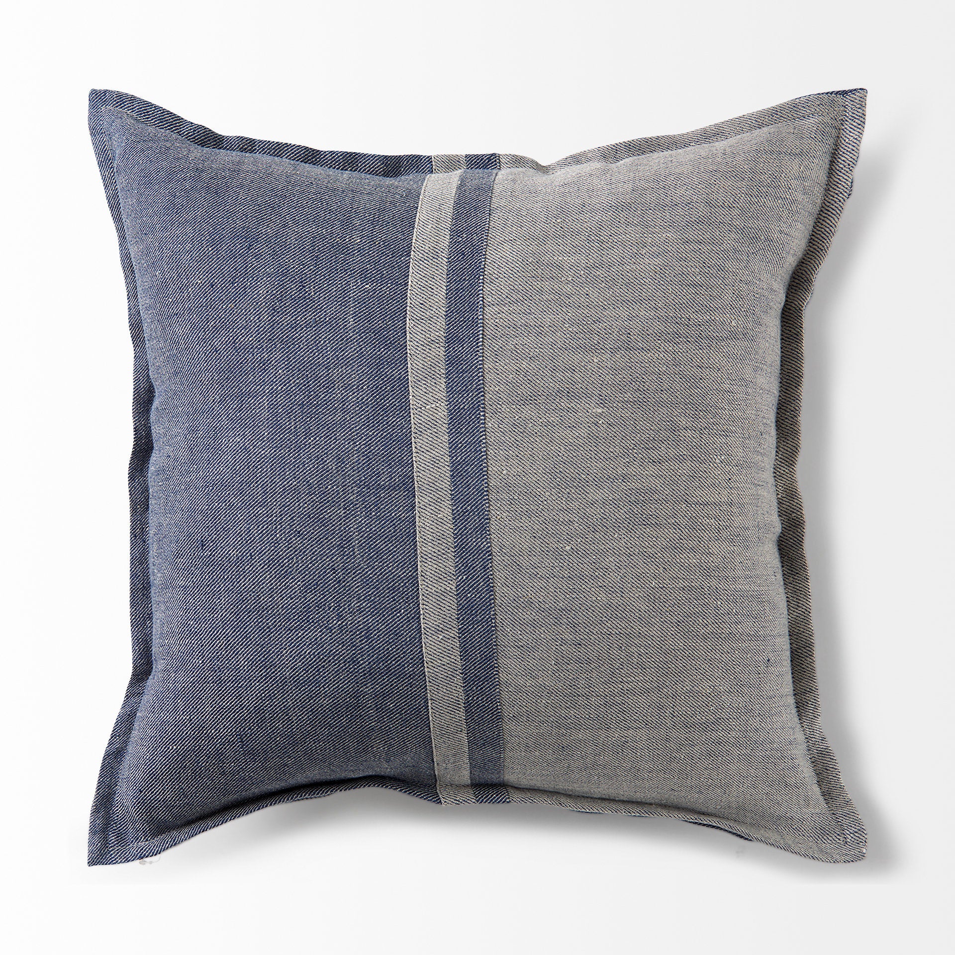 Aubrielle 20L x 20W Gray and Blue Fabric Color Blocked Pillow Cover