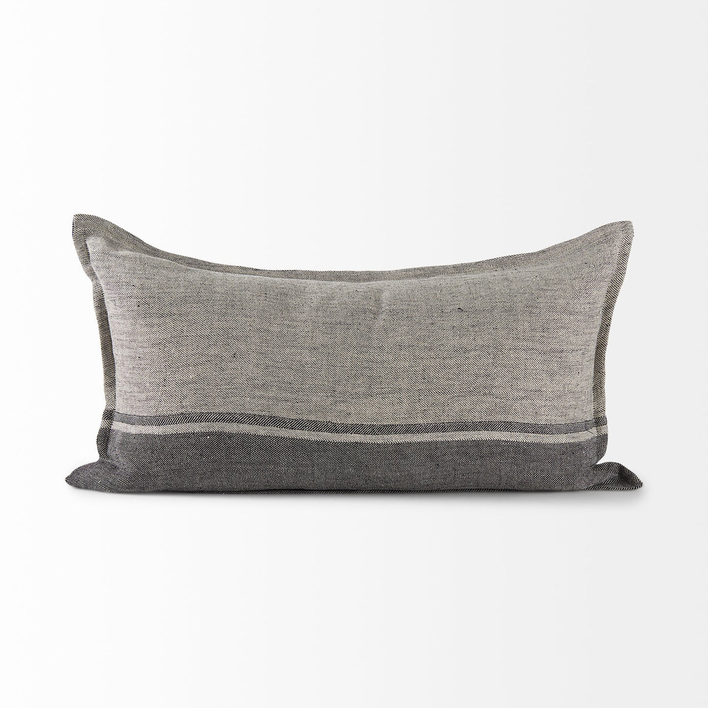 Zadie 14x26 Light Gray and Dark Gray Fabric Color Blocked Pillow Cover