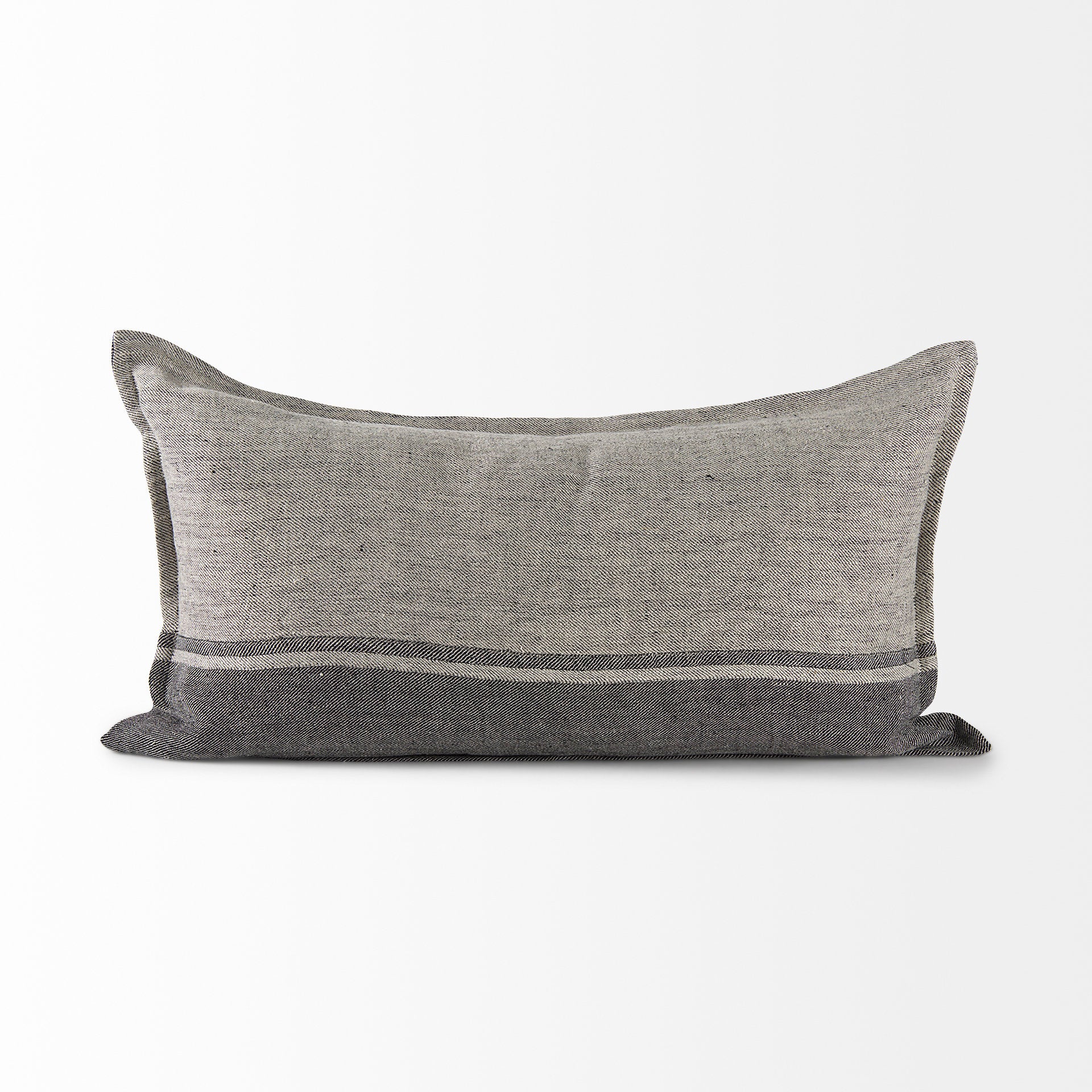 Zadie 14x26 Light Gray and Dark Gray Fabric Color Blocked Pillow Cover