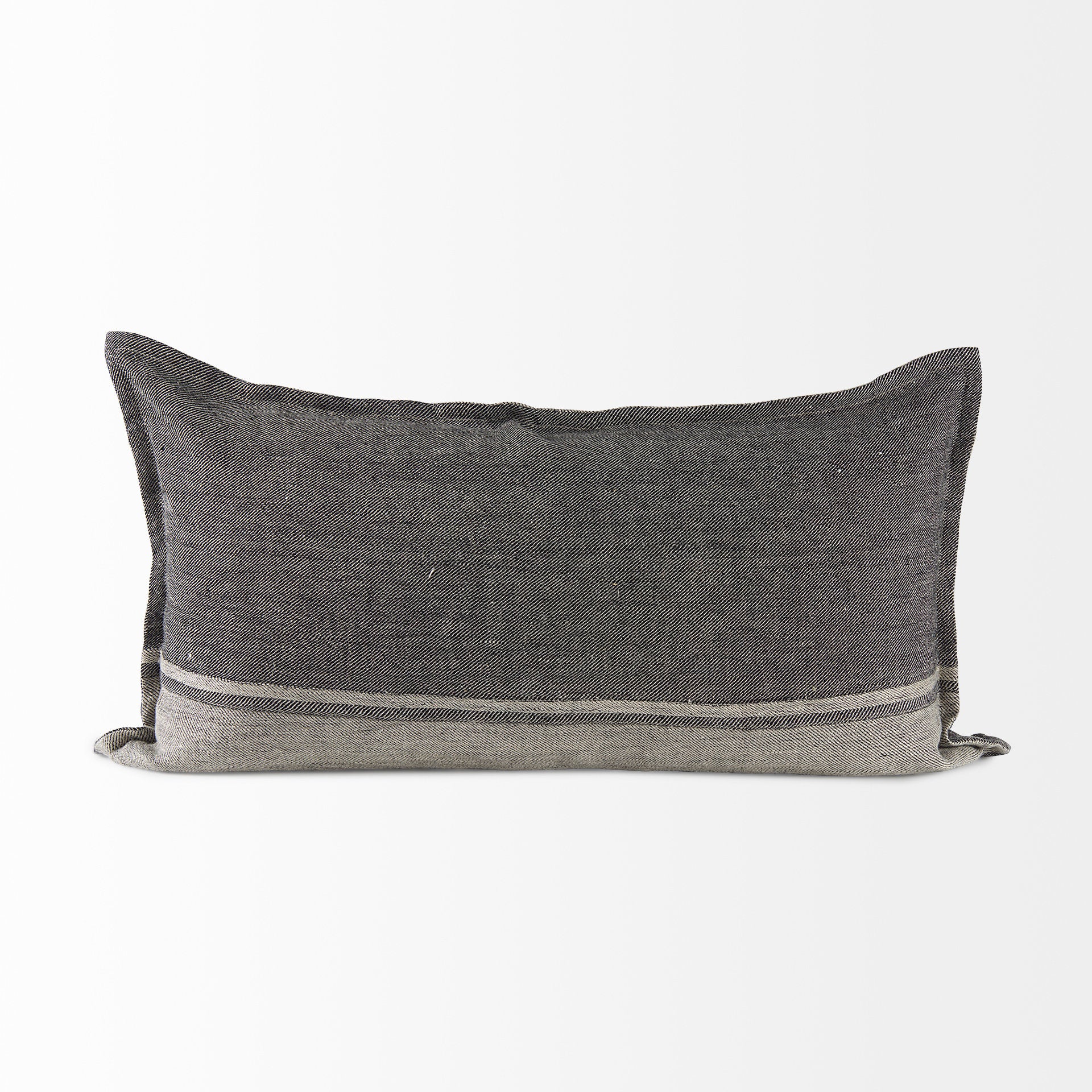 Zadie 14x26 Light Gray and Dark Gray Fabric Color Blocked Pillow Cover