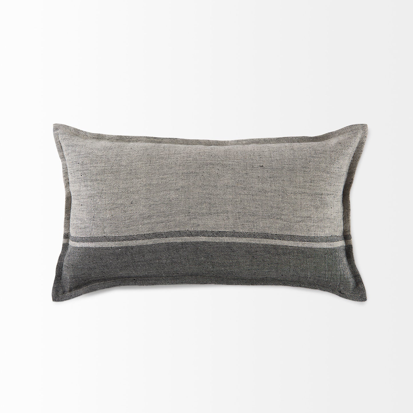 Zadie 14x26 Light Gray and Dark Gray Fabric Color Blocked Pillow Cover