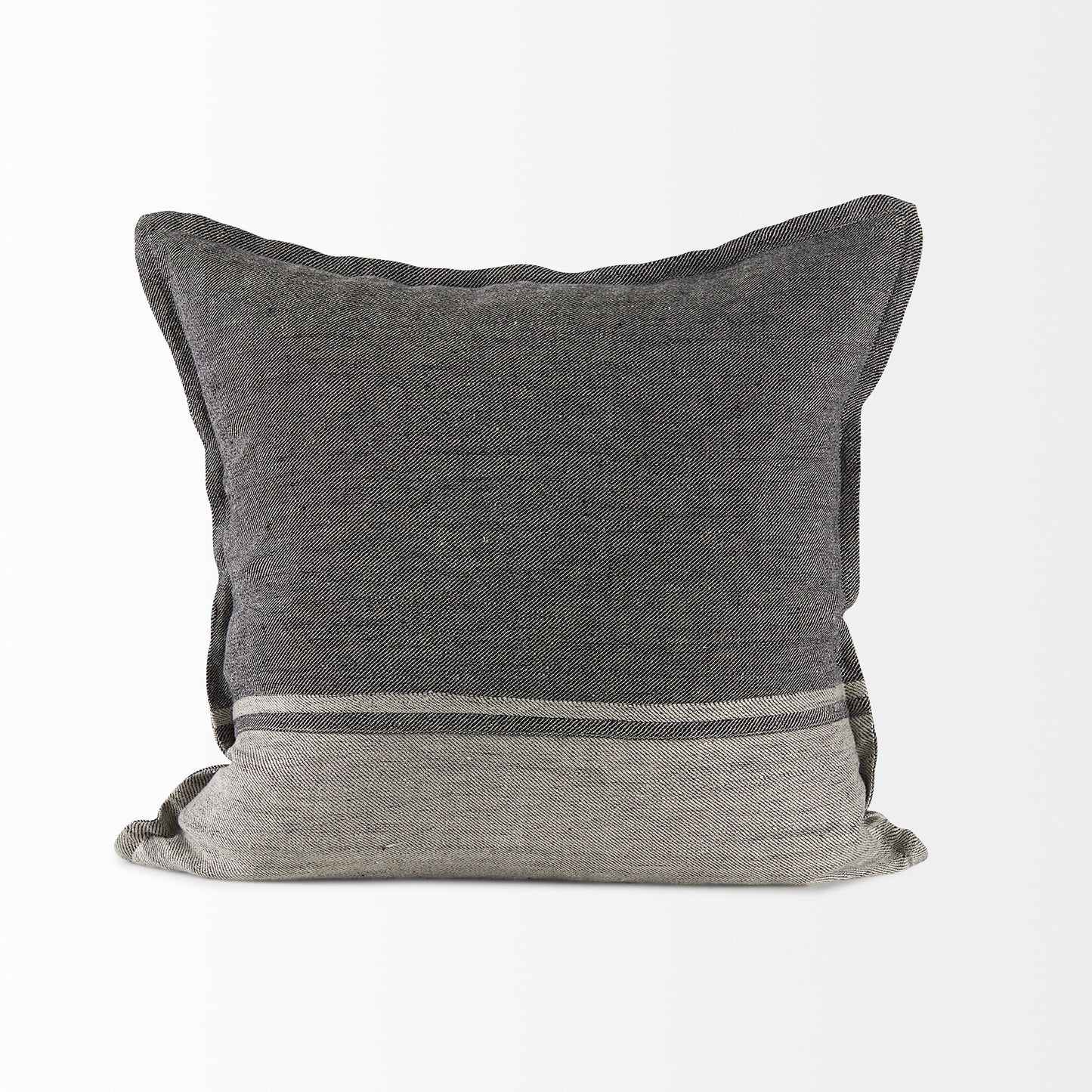 Zadie 20x20 Light Gray and Dark Gray Fabric Color Blocked Pillow Cover