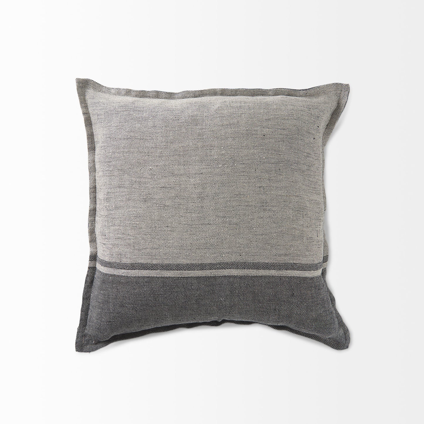 Zadie 20x20 Light Gray and Dark Gray Fabric Color Blocked Pillow Cover