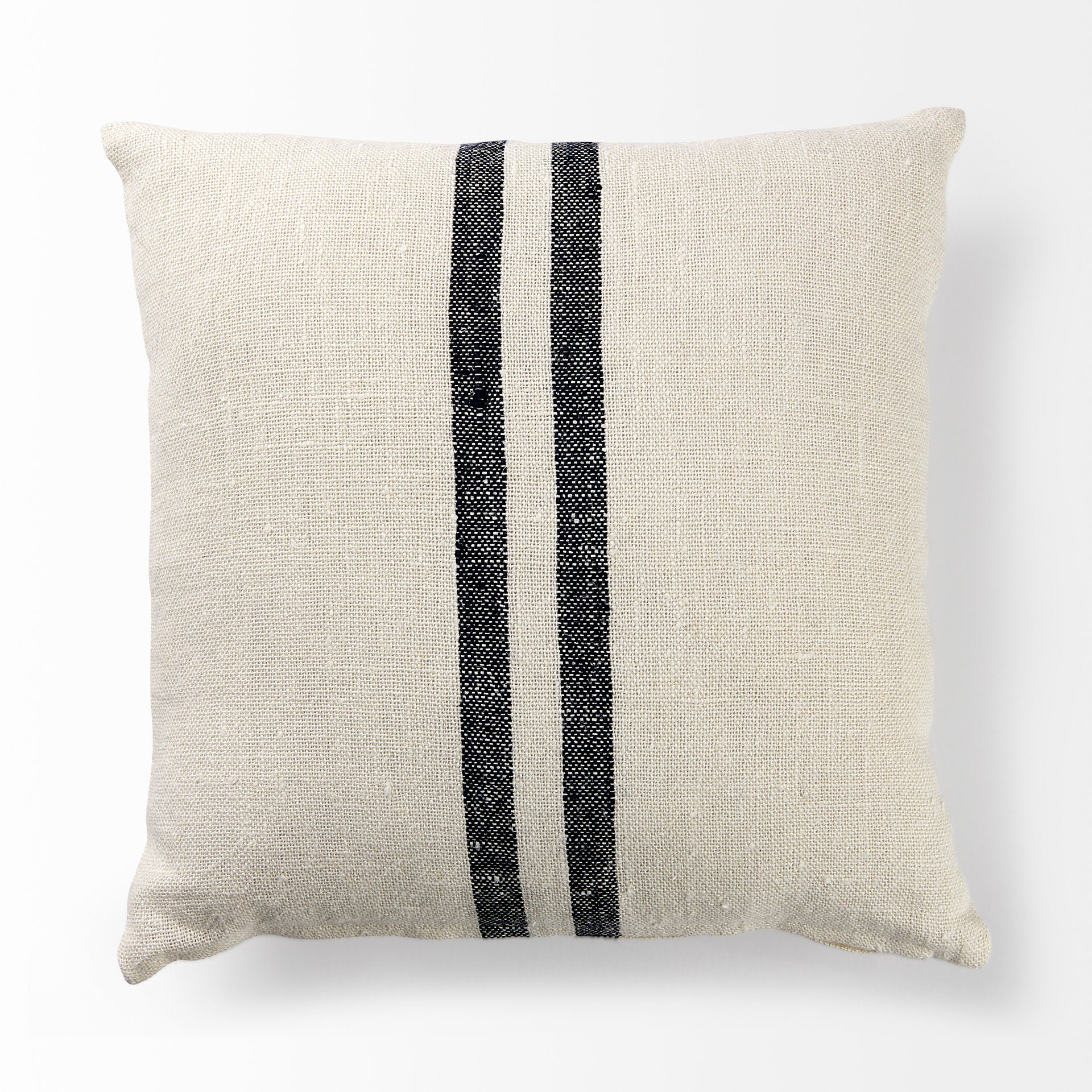 Sandra 18 x 18 Beige With Blue Stripes Decorative Pillow Cover