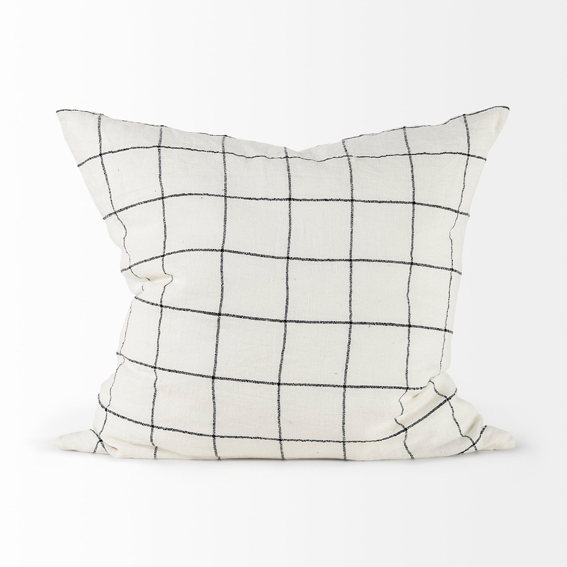 Suzanne 22 x 22 White/Black Square Pattern Pillow Cover