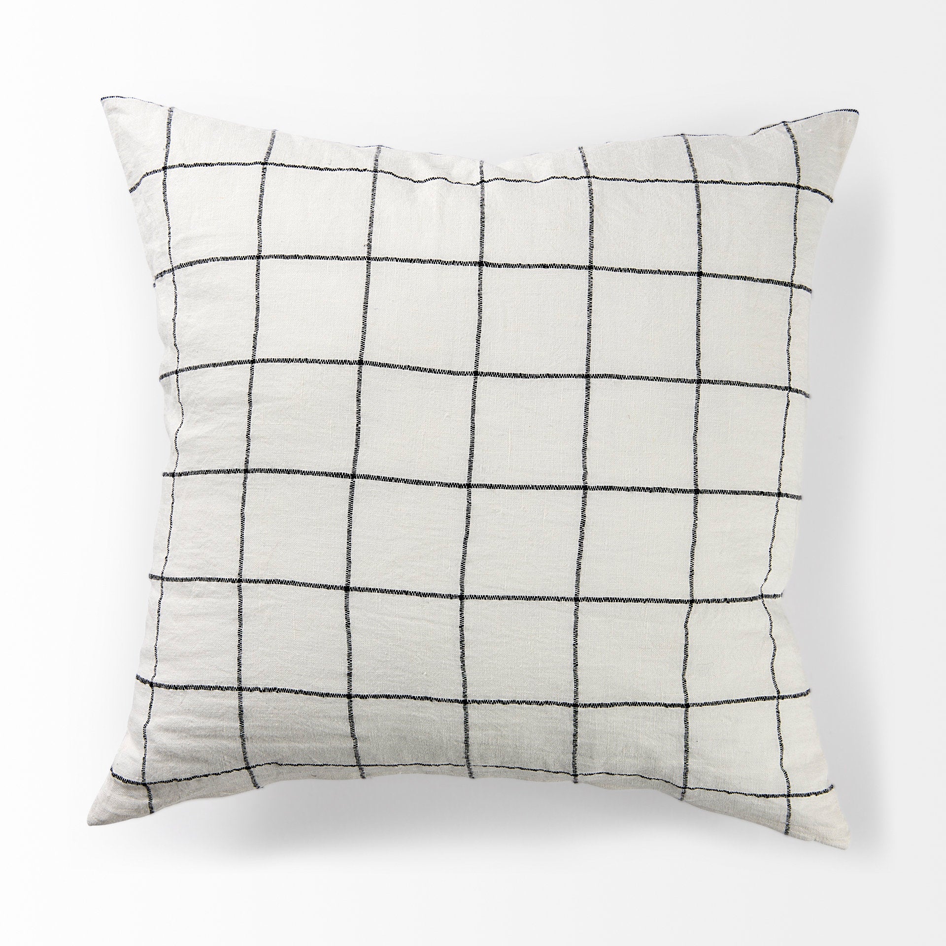 Suzanne 22 x 22 White/Black Square Pattern Pillow Cover