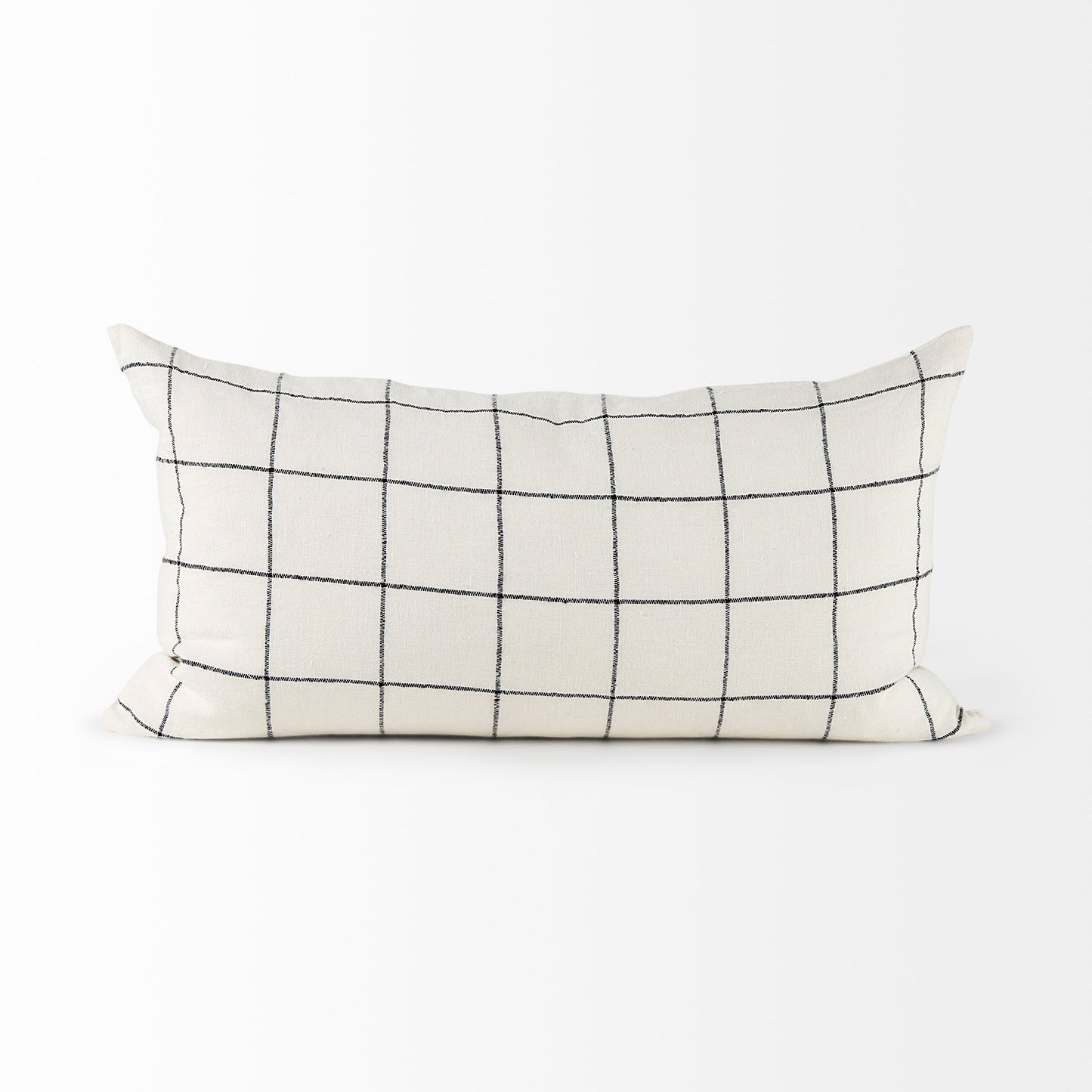 Suzanne 14x26 White/Black Square Pattern Pillow Cover