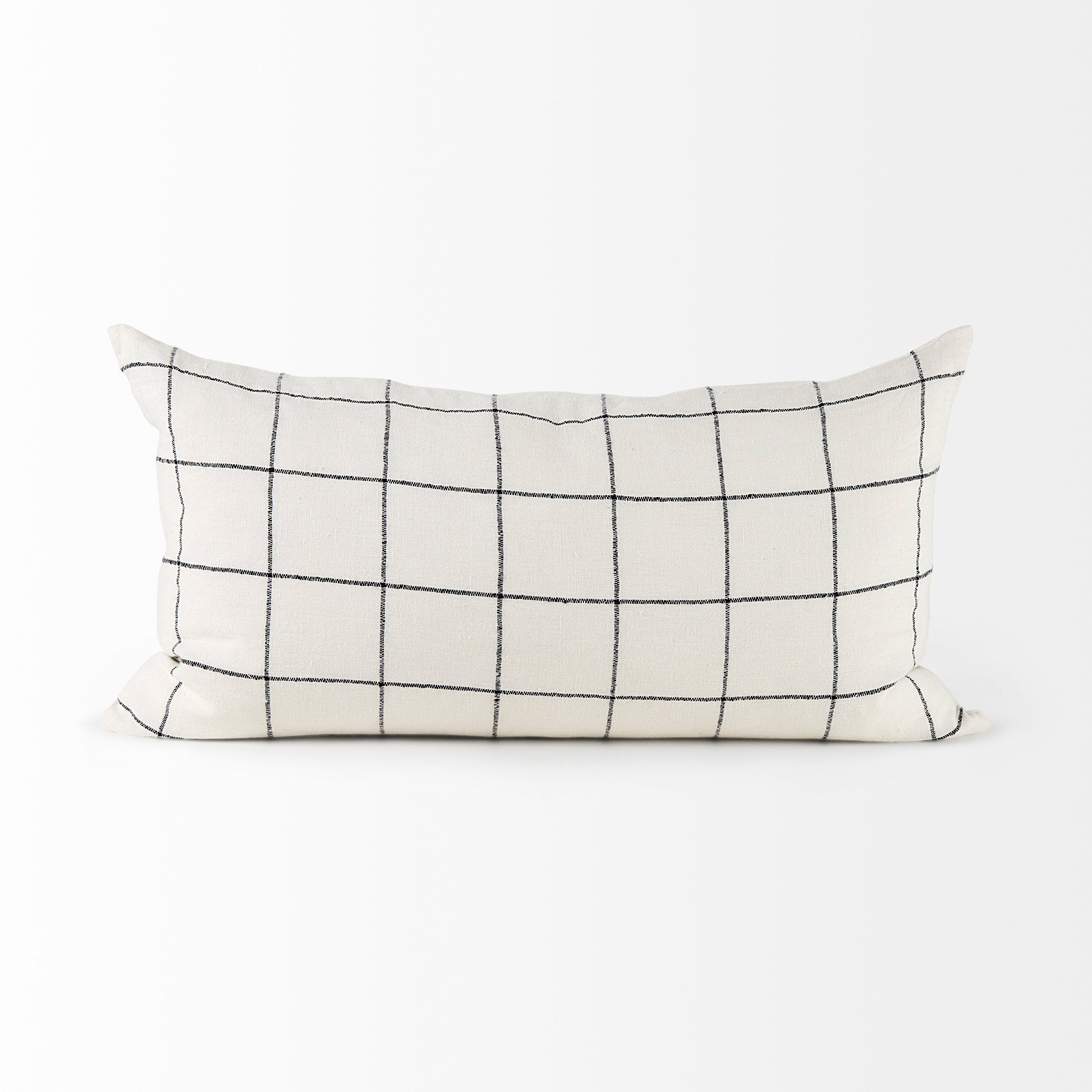 Suzanne 14x26 White/Black Square Pattern Pillow Cover