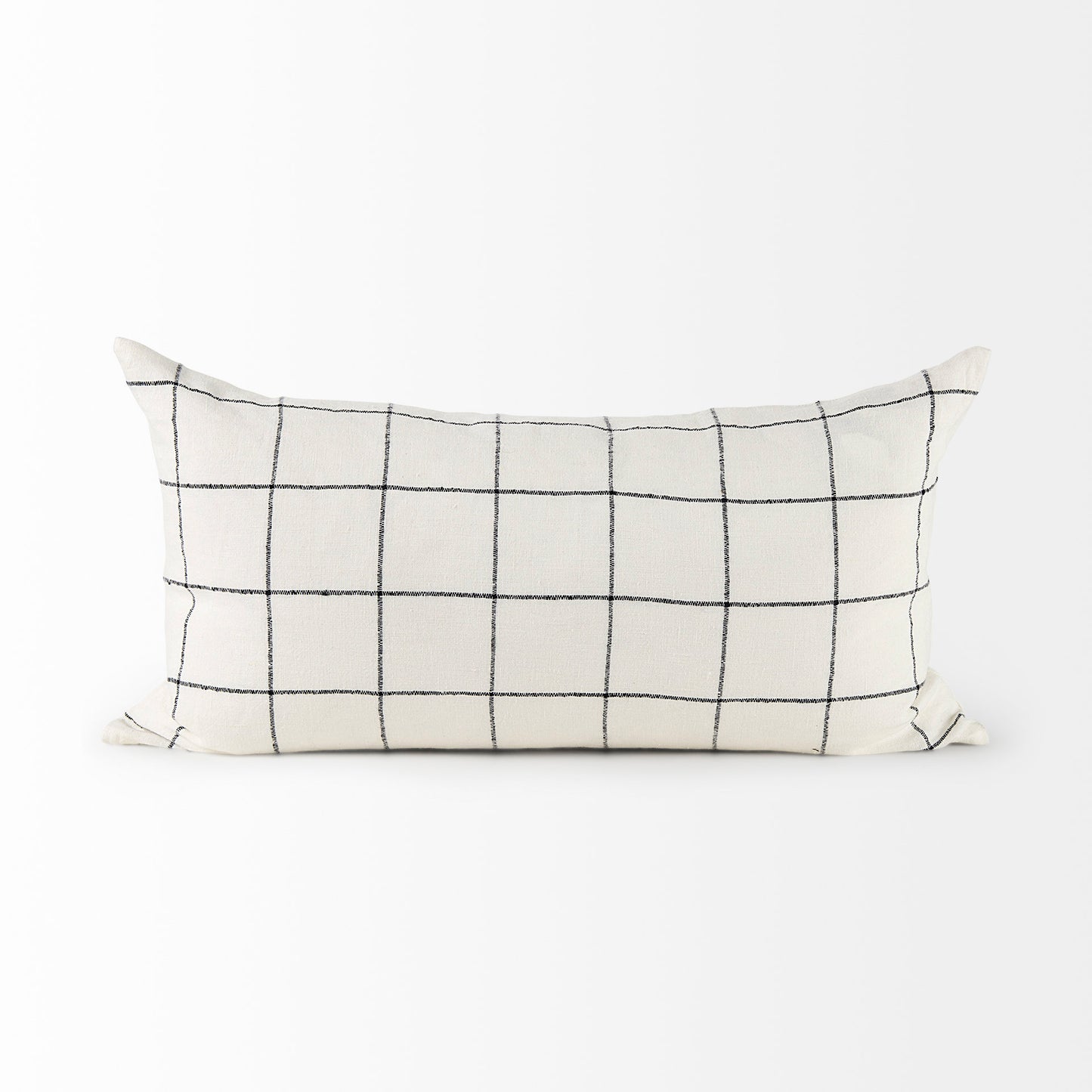 Suzanne 14x26 White/Black Square Pattern Pillow Cover