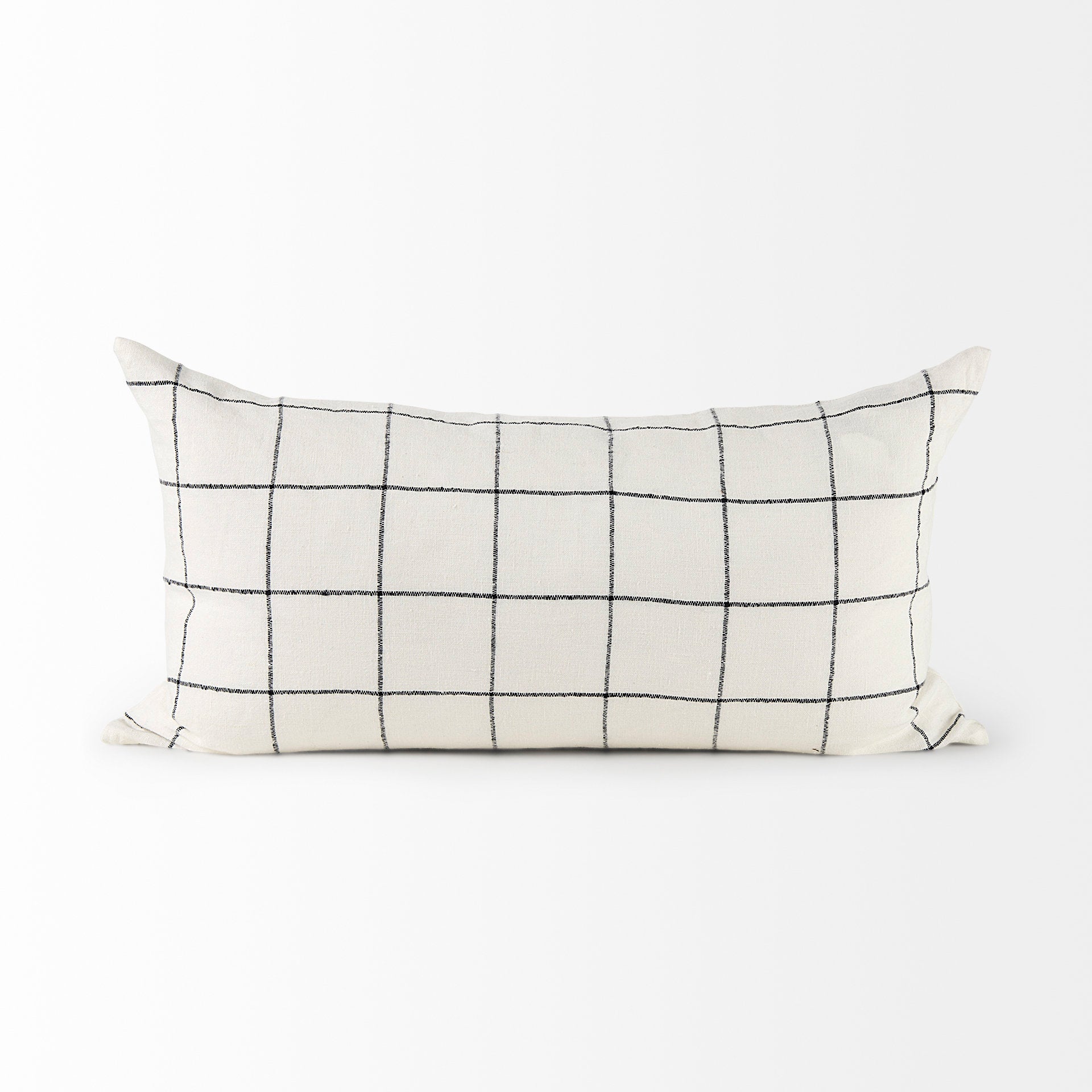 Suzanne 14x26 White/Black Square Pattern Pillow Cover